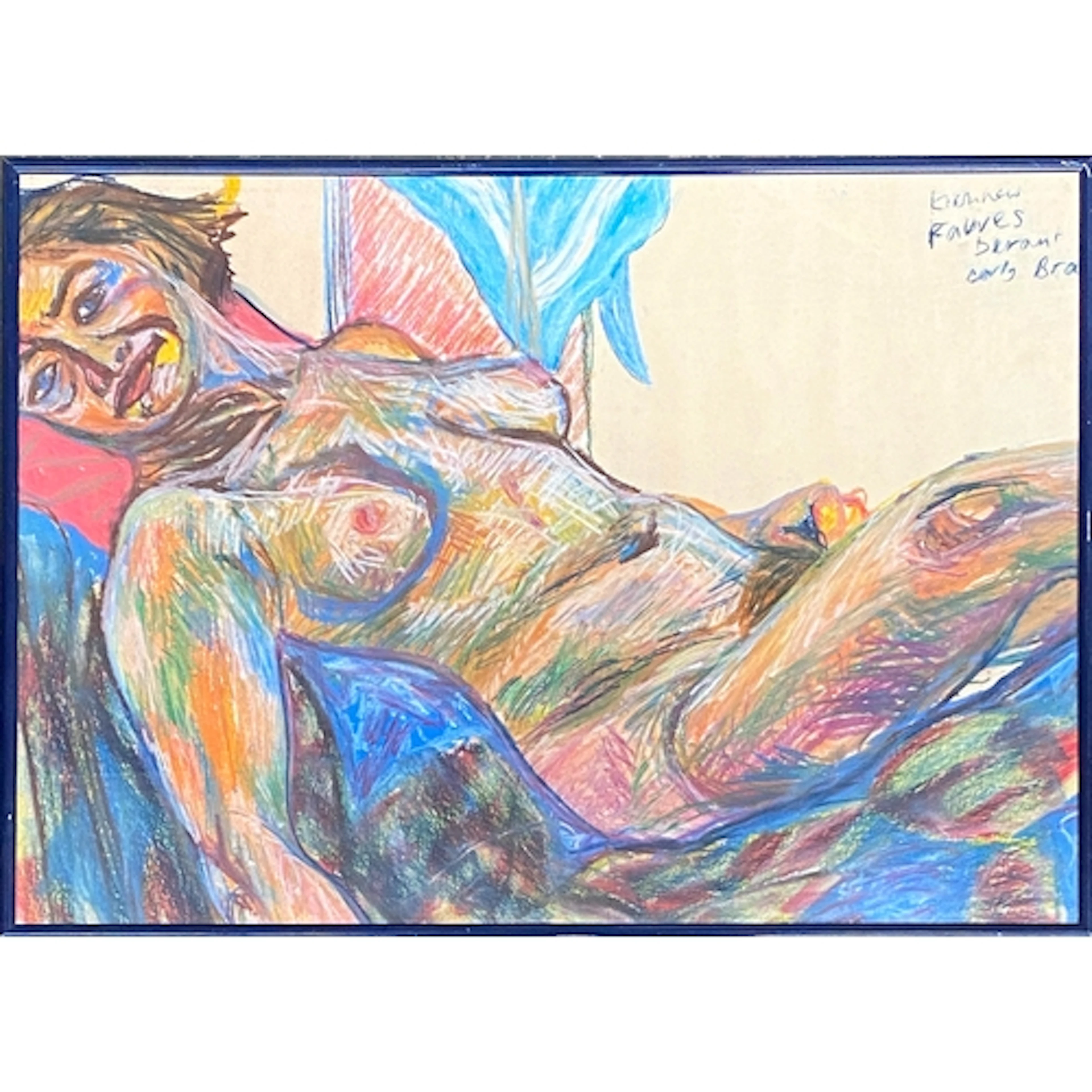Fauvism style pastel on paper nude study, inscribed 'Kirchne...