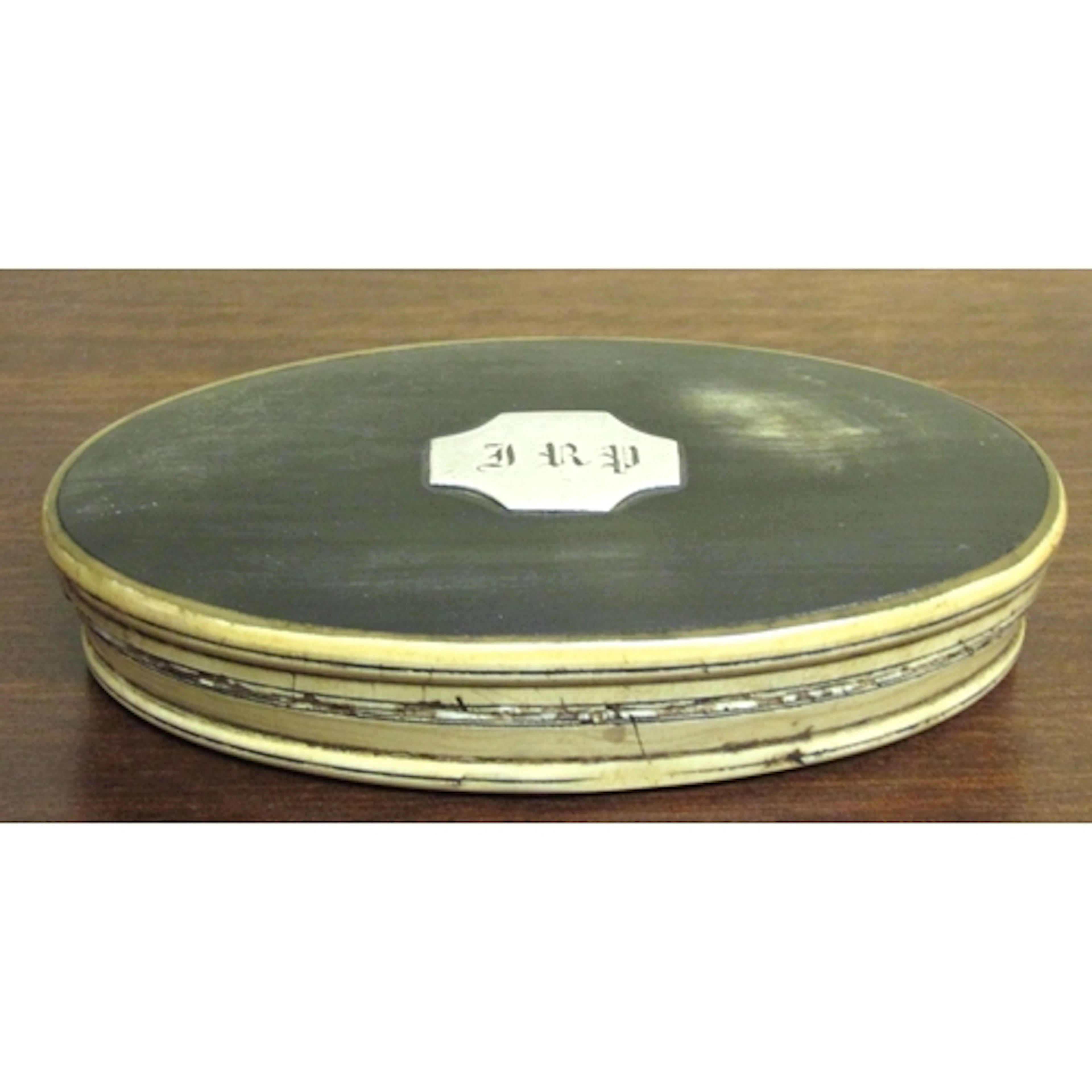 Antique Horn Snuff Box with Silver Inset Owners Plaque Oval ...