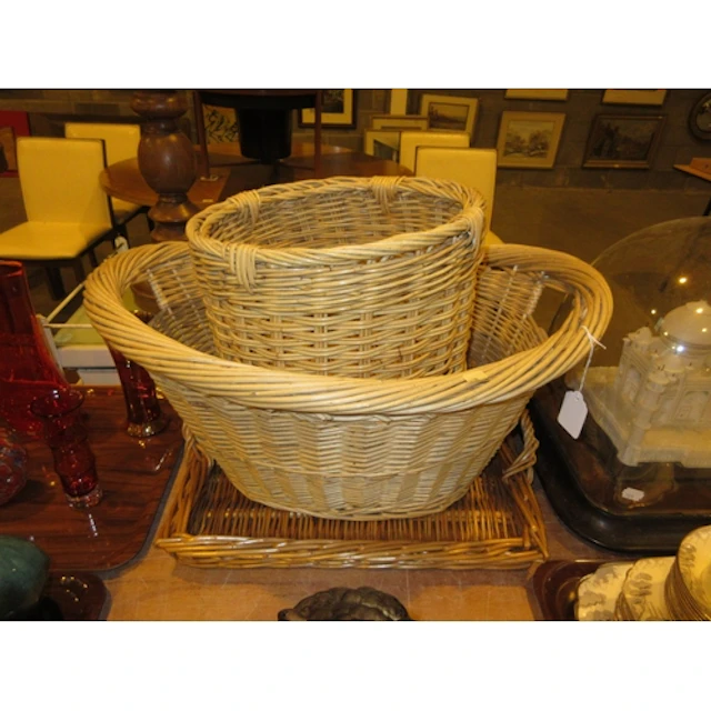 Two Wicker Baskets and Tray