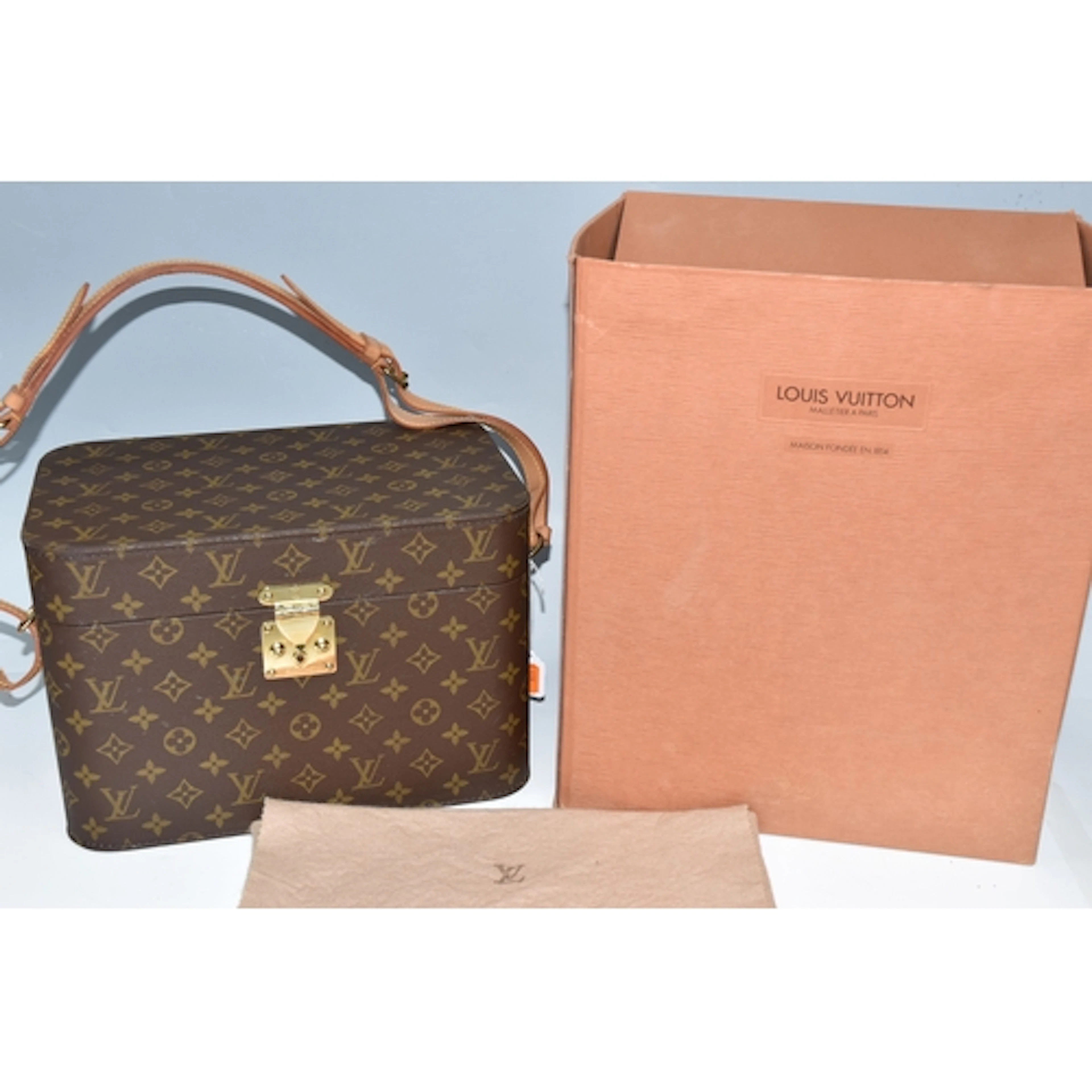 VINTAGE LOUIS VUITTON MONOGRAM VANITY CASE, featuring a hard...