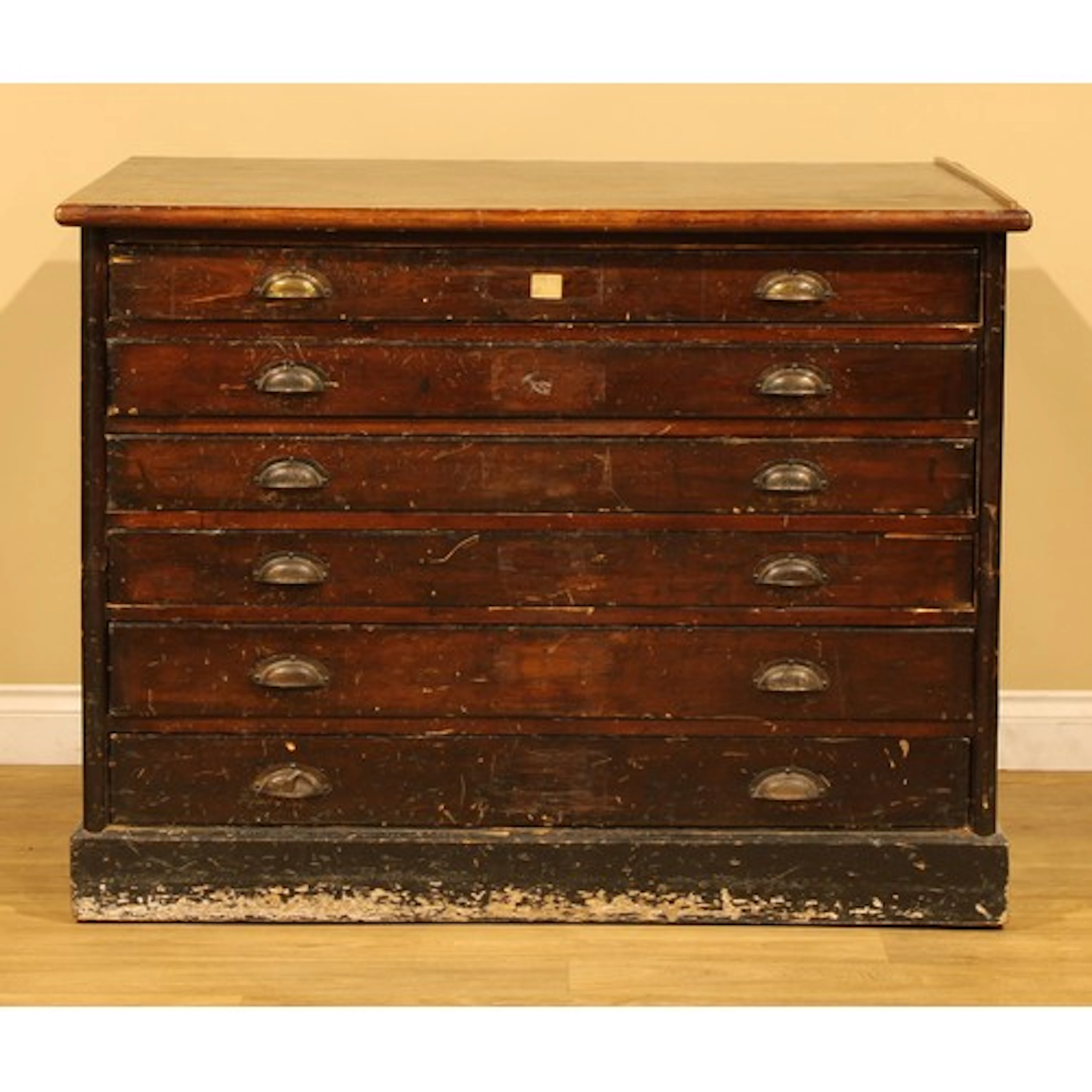 An early 20th century pine architect’s plan chest or map tab...
