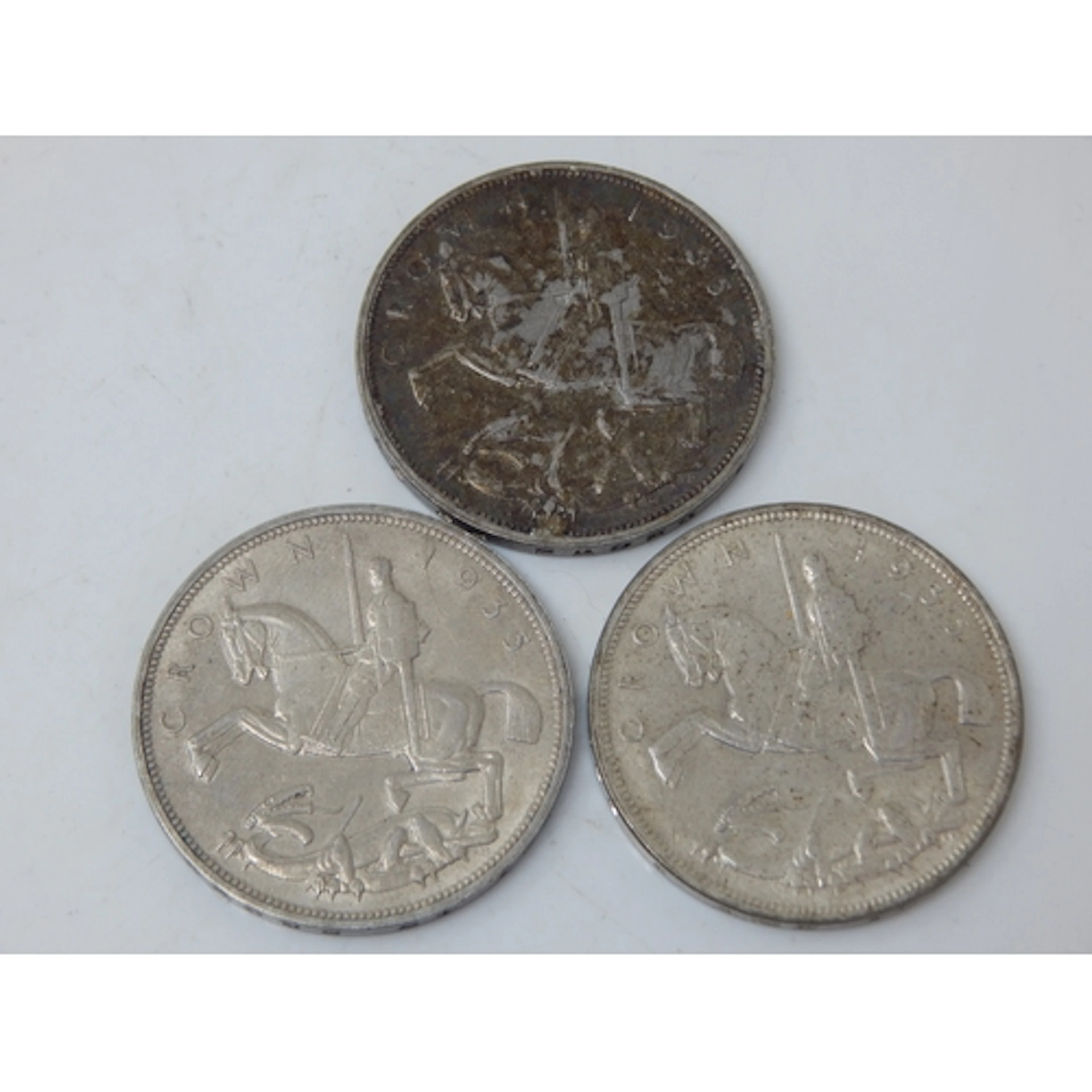 3 x George V Silver Rocking Horse Crowns 1935