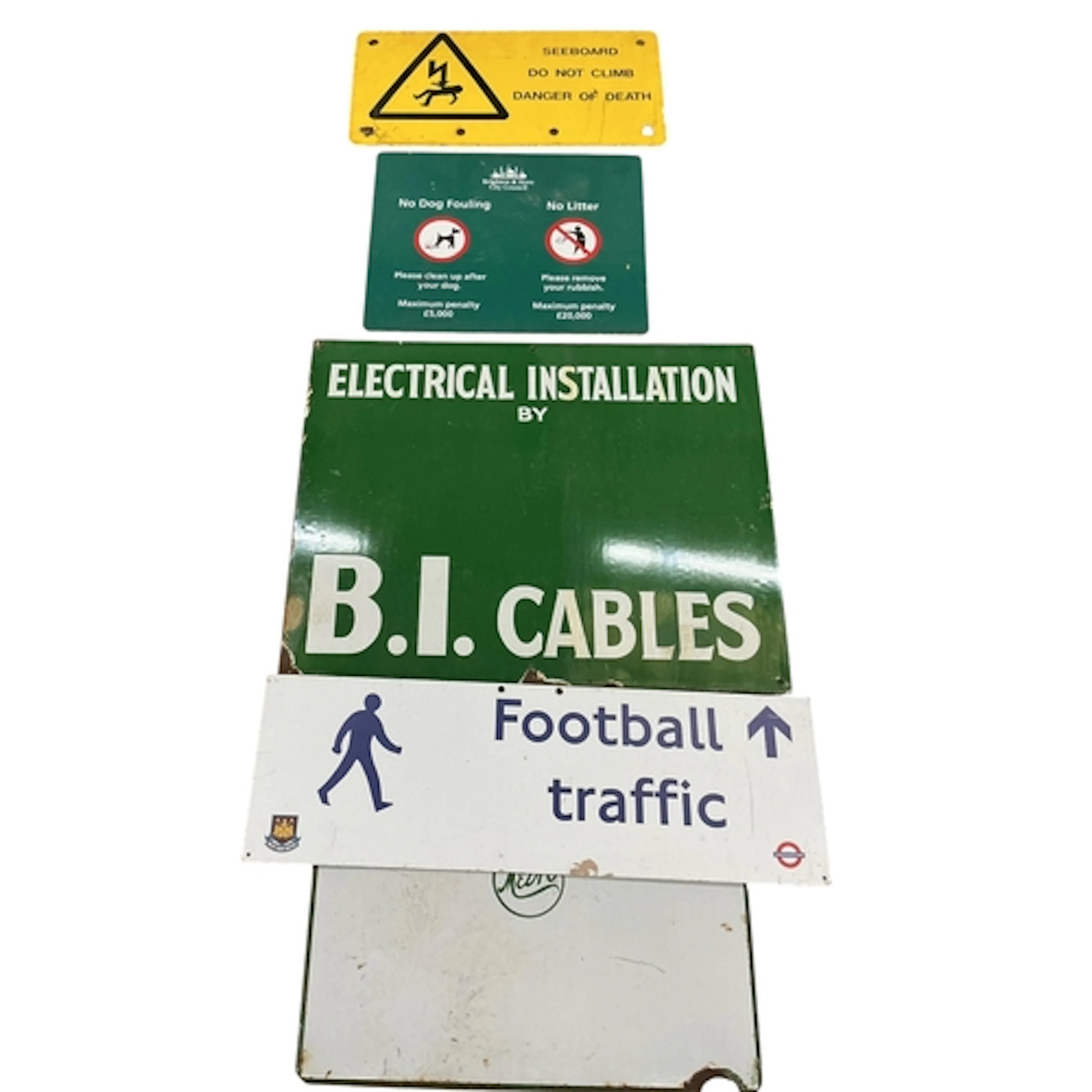A vintage 'B.I Cables' enamel advertising sign, width 77cm, ...