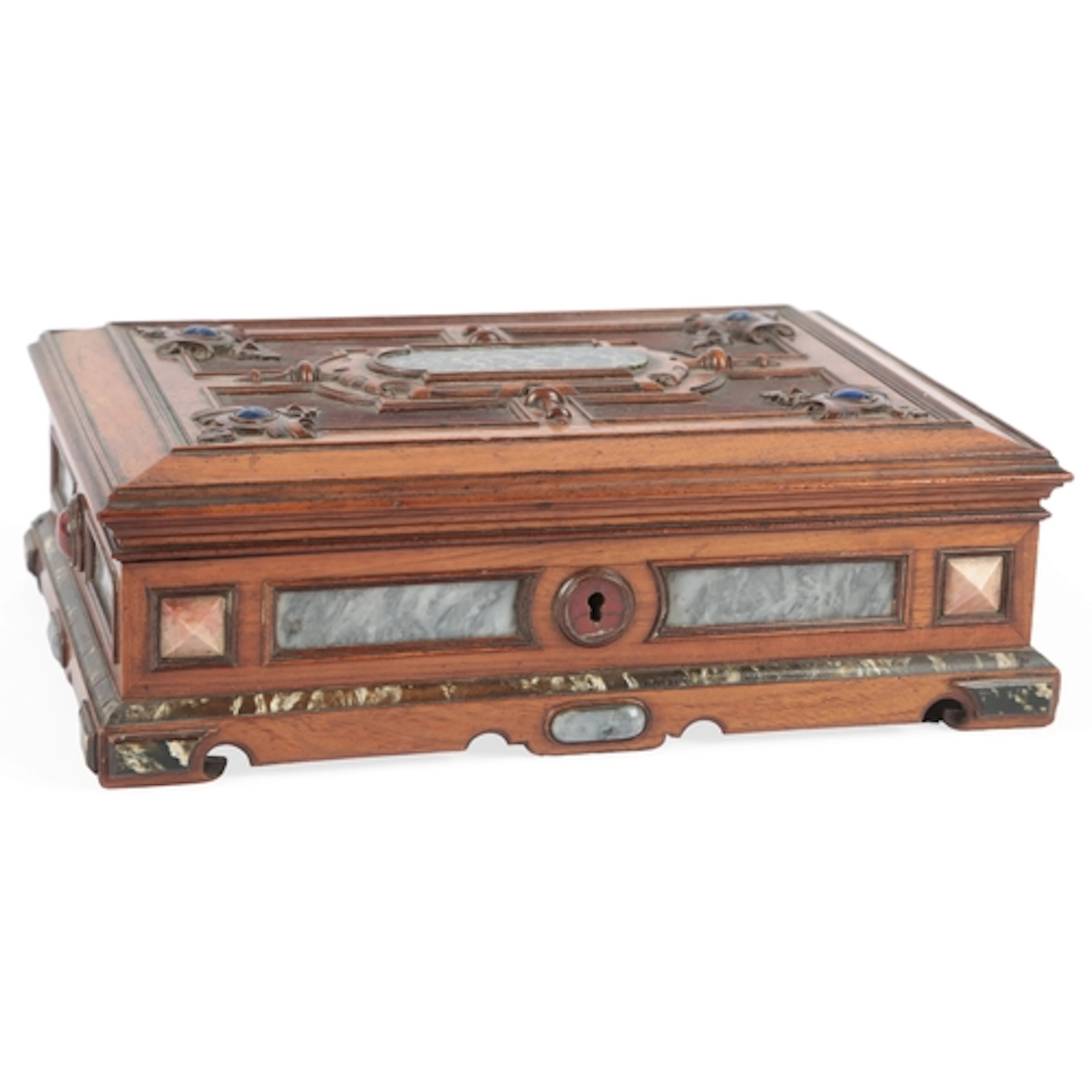 A Viennese Baroque revival walnut and specimen hardstone mou...