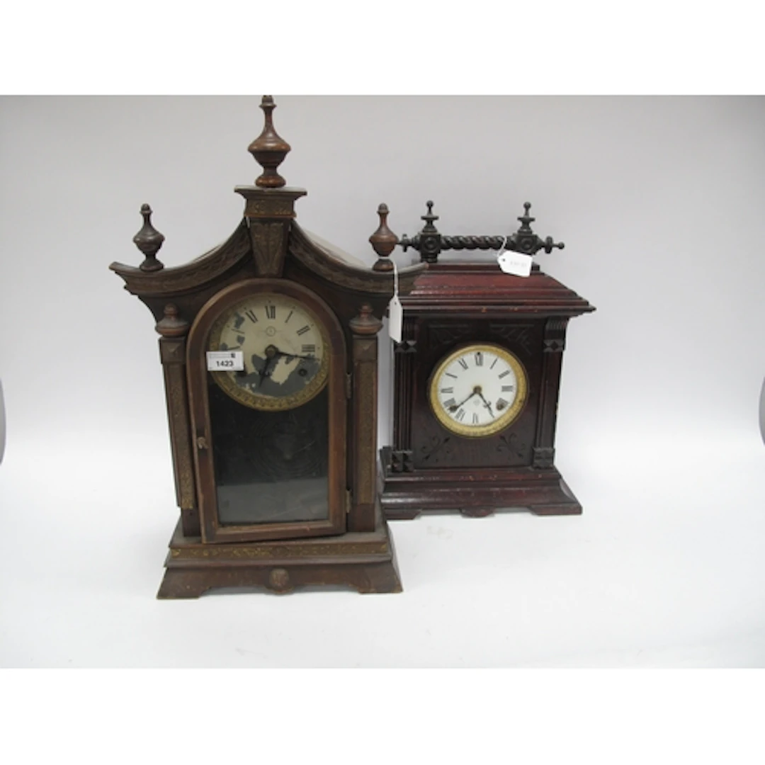 Two vintage mantel clocks, including a late 19th to early 20...