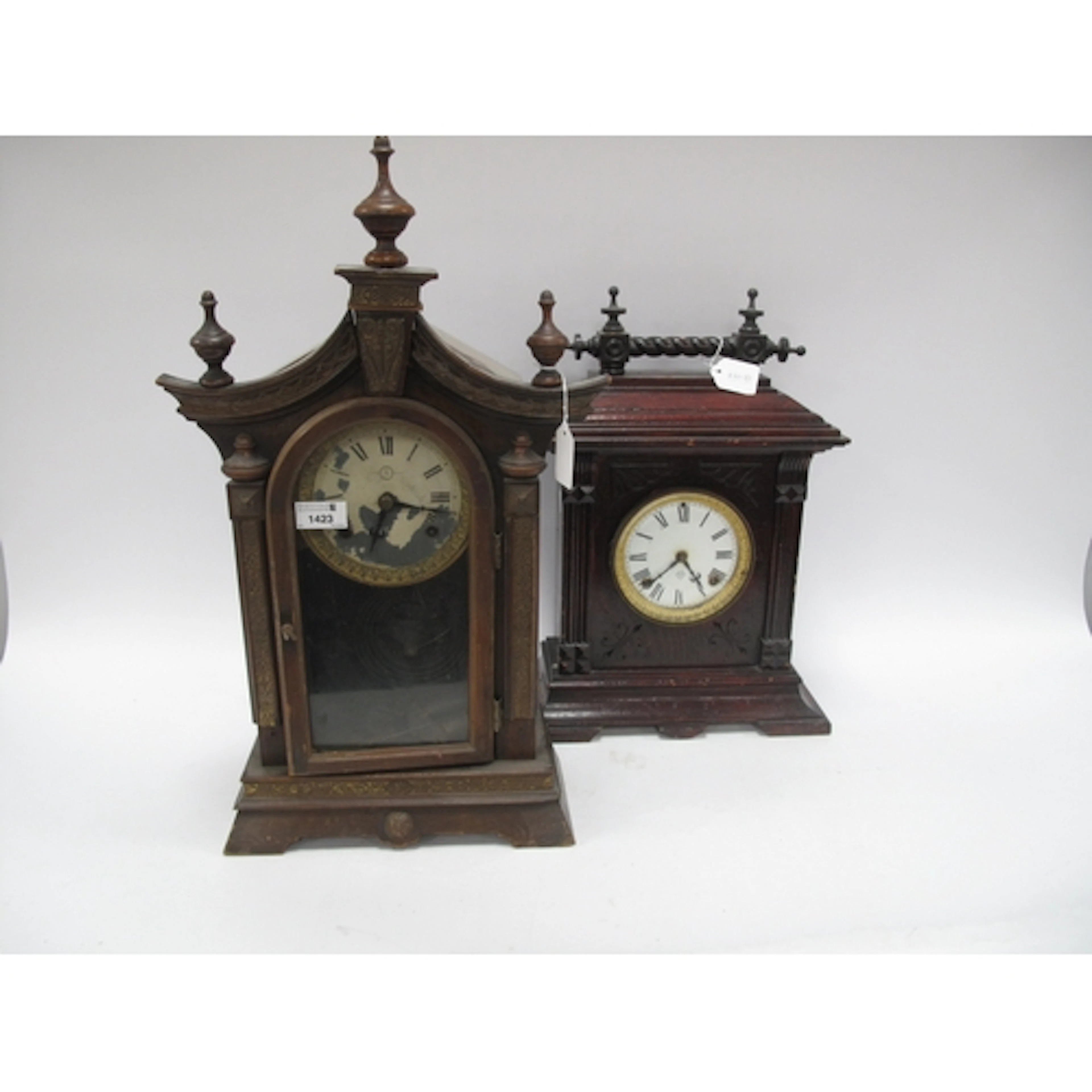 Two vintage mantel clocks, including a late 19th to early 20...