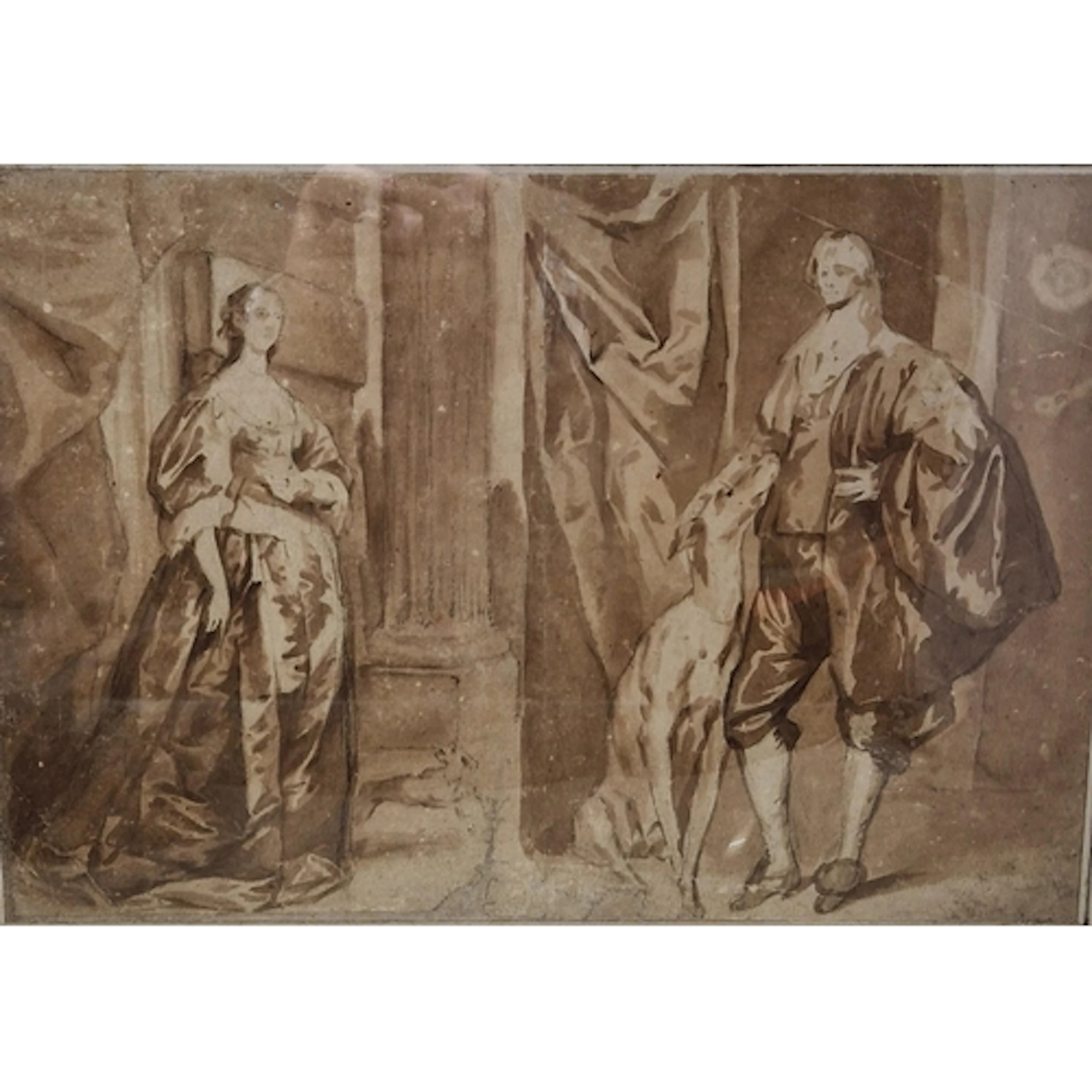 A Folio of unframed watercolours, including: After Van Dyck....
