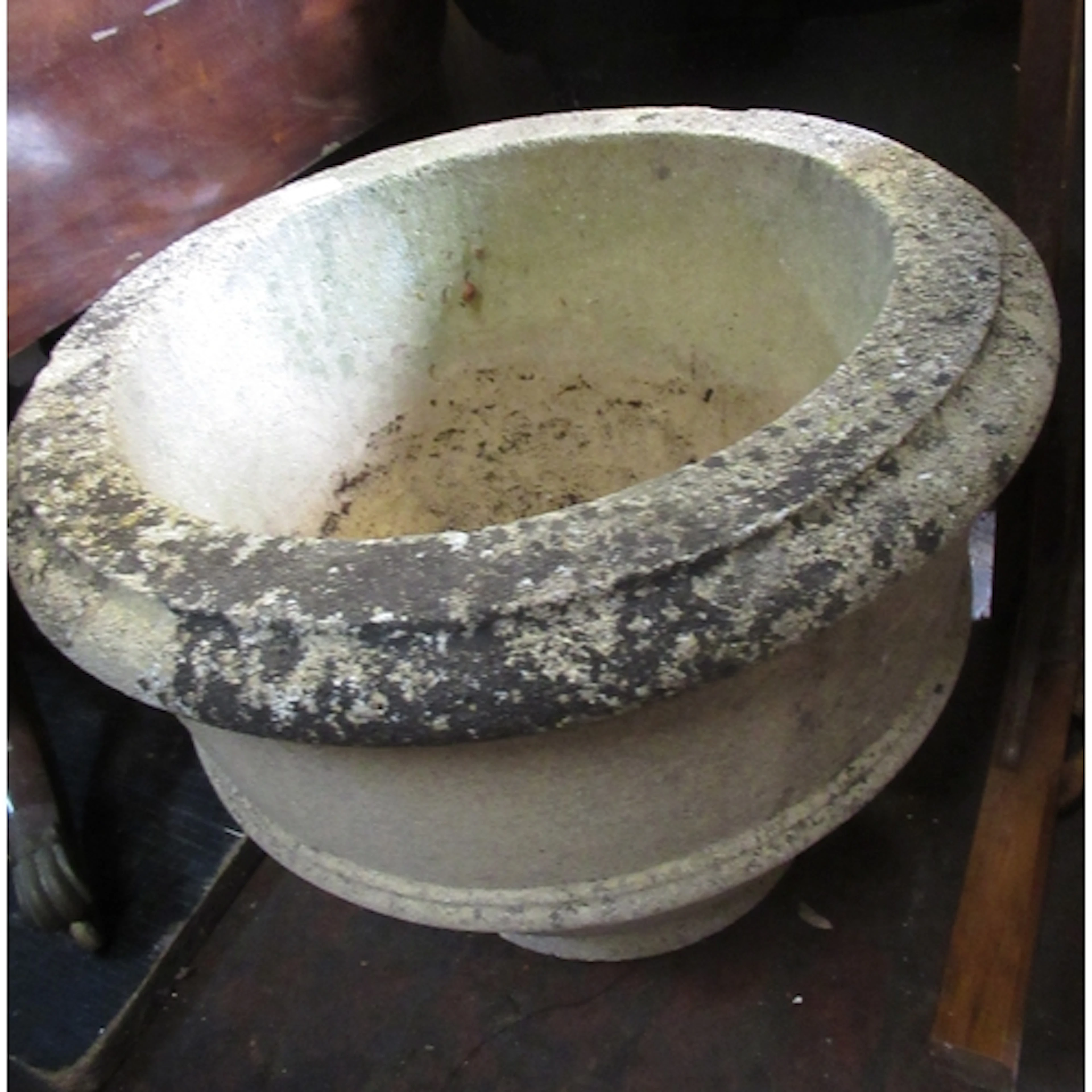 Weathered cast concrete garden planter, 55cm diameter