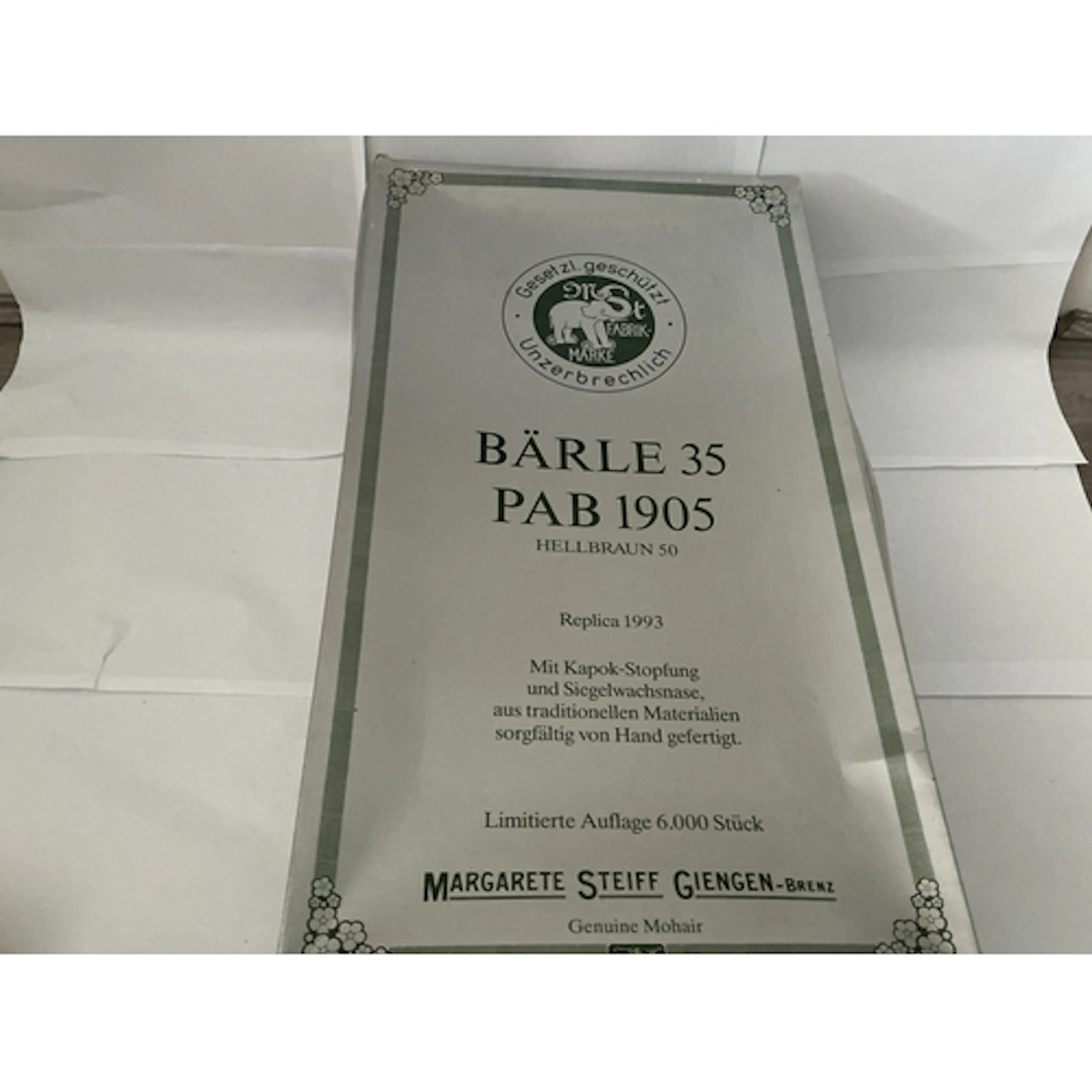 A Boxed Barle 35 Pab 1905 Light Brown 50 Steiff Teddy Bear. ...