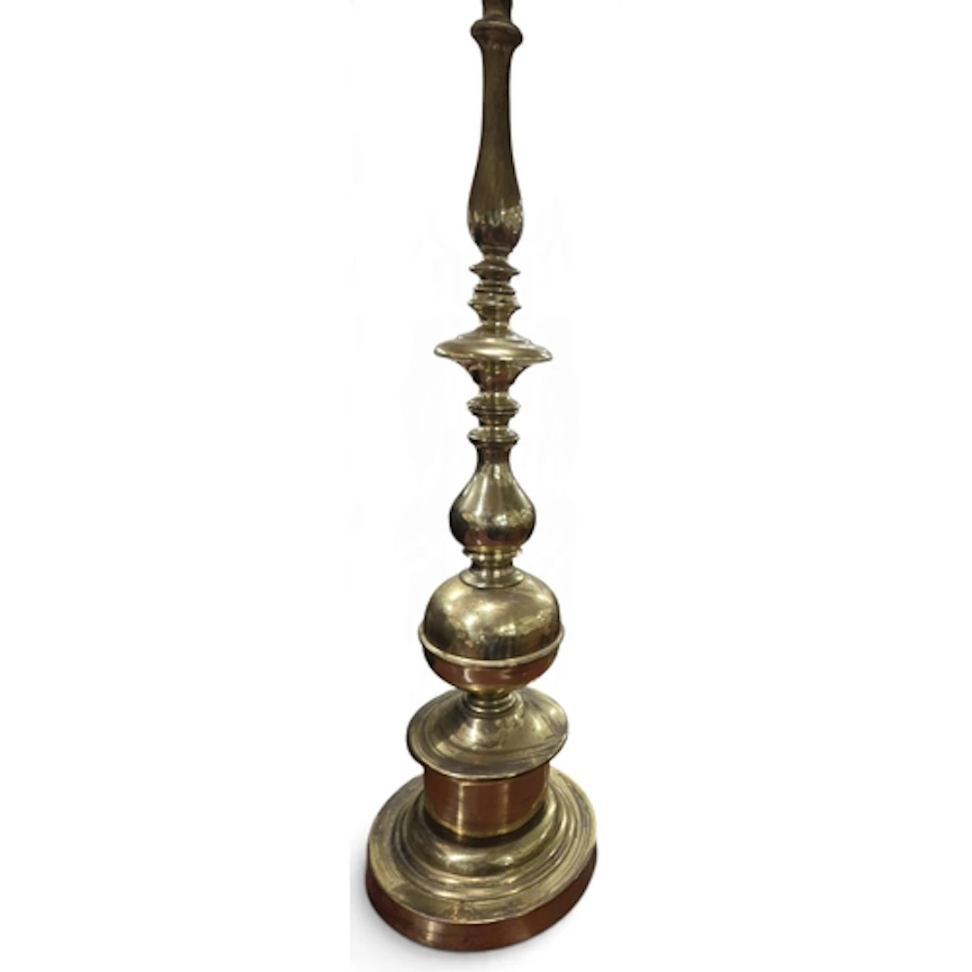 An extremely heavy Brass Table Lamp with shade. H 70 cm appr...