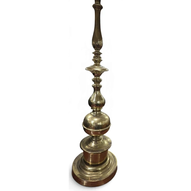 An extremely heavy Brass Table Lamp with shade. H 70 cm appr...