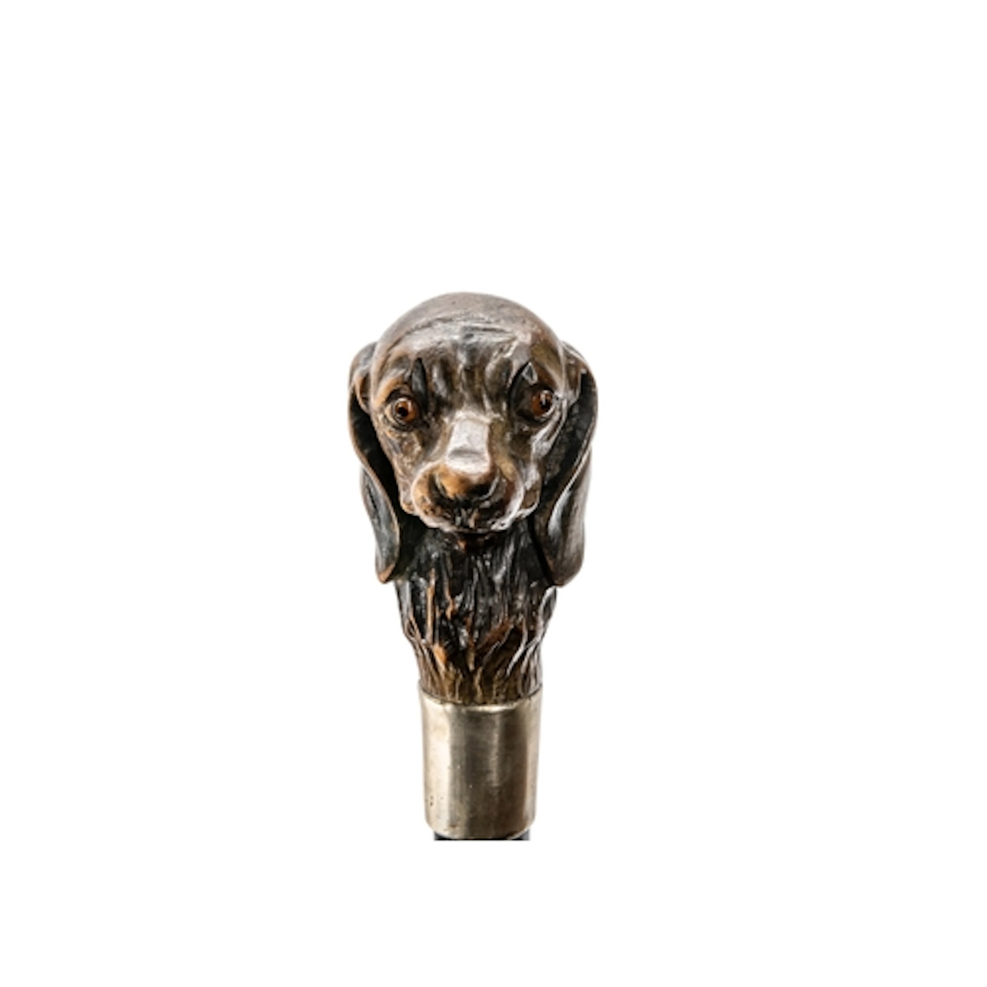 A CONTINENTAL DOG HEAD HANDLED WALKING CANE the spaniel hand...