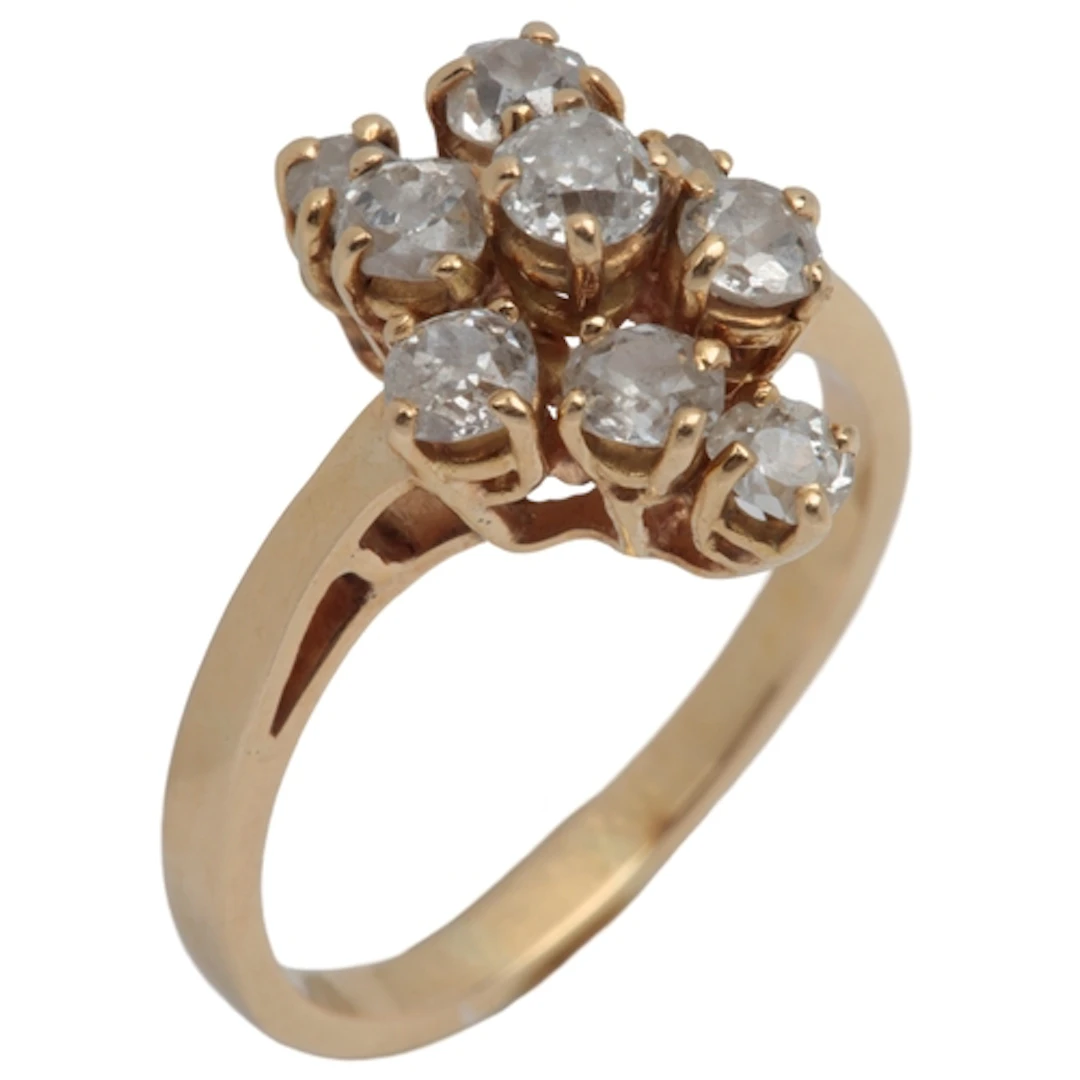 A diamond cluster ring, France, designed as an abstract clus...
