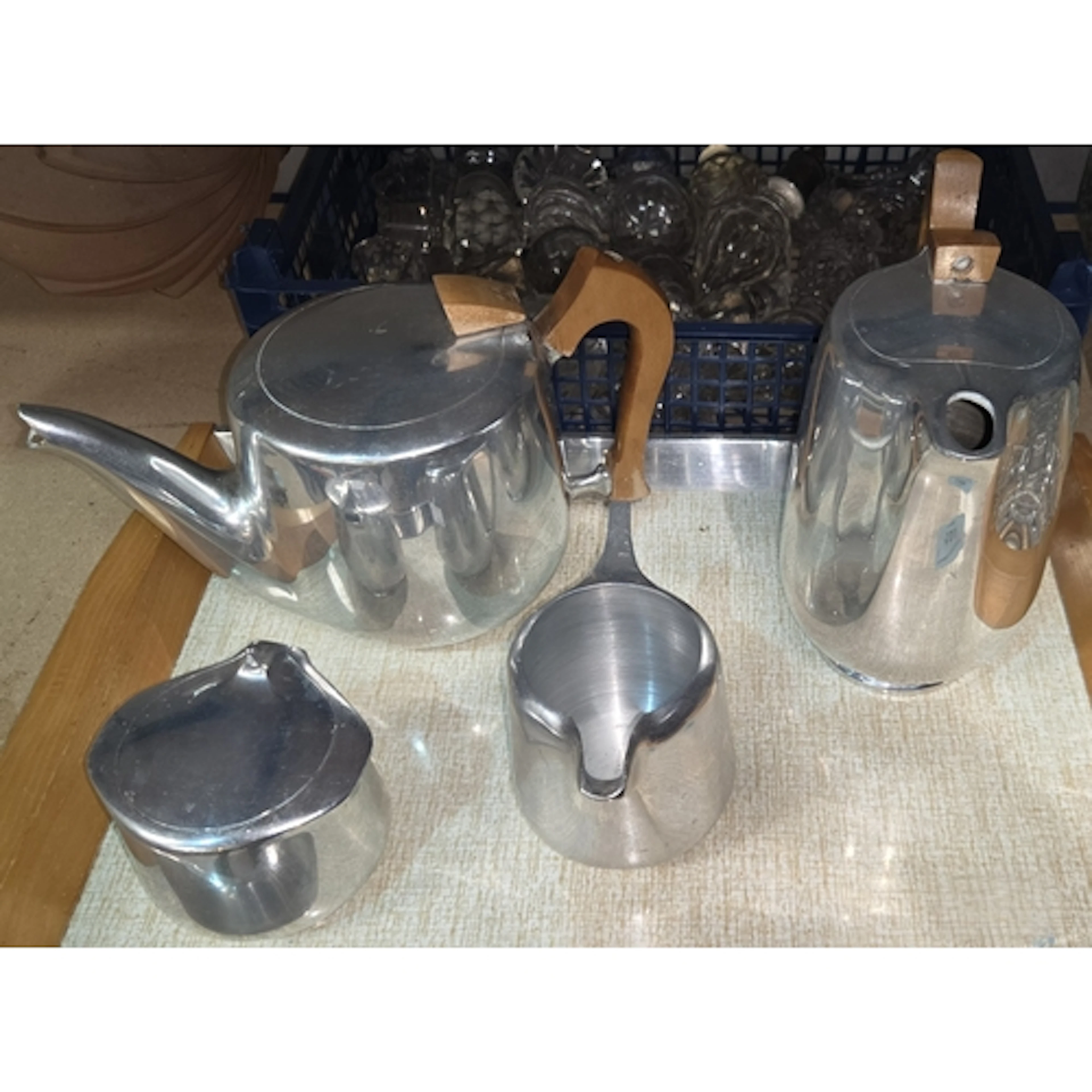 A Picquot Ware 4 piece tea service with matching tray.