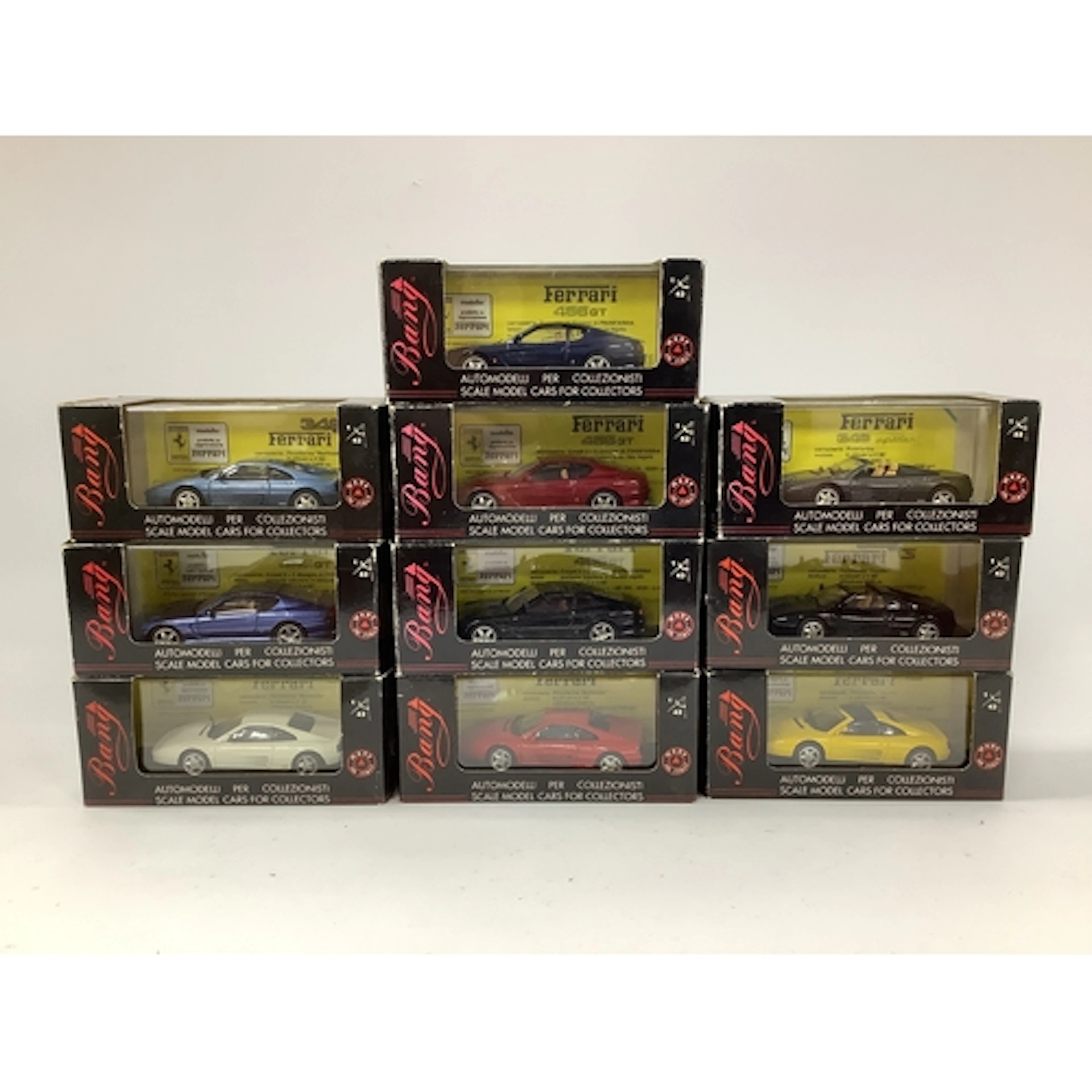 Ten 1:43rd scale diecast model Ferrari cars by Bang (Italy) ...