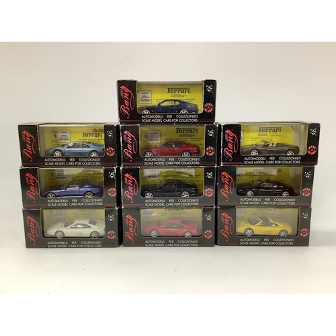 Ten 1:43rd scale diecast model Ferrari cars by Bang (Italy) ...