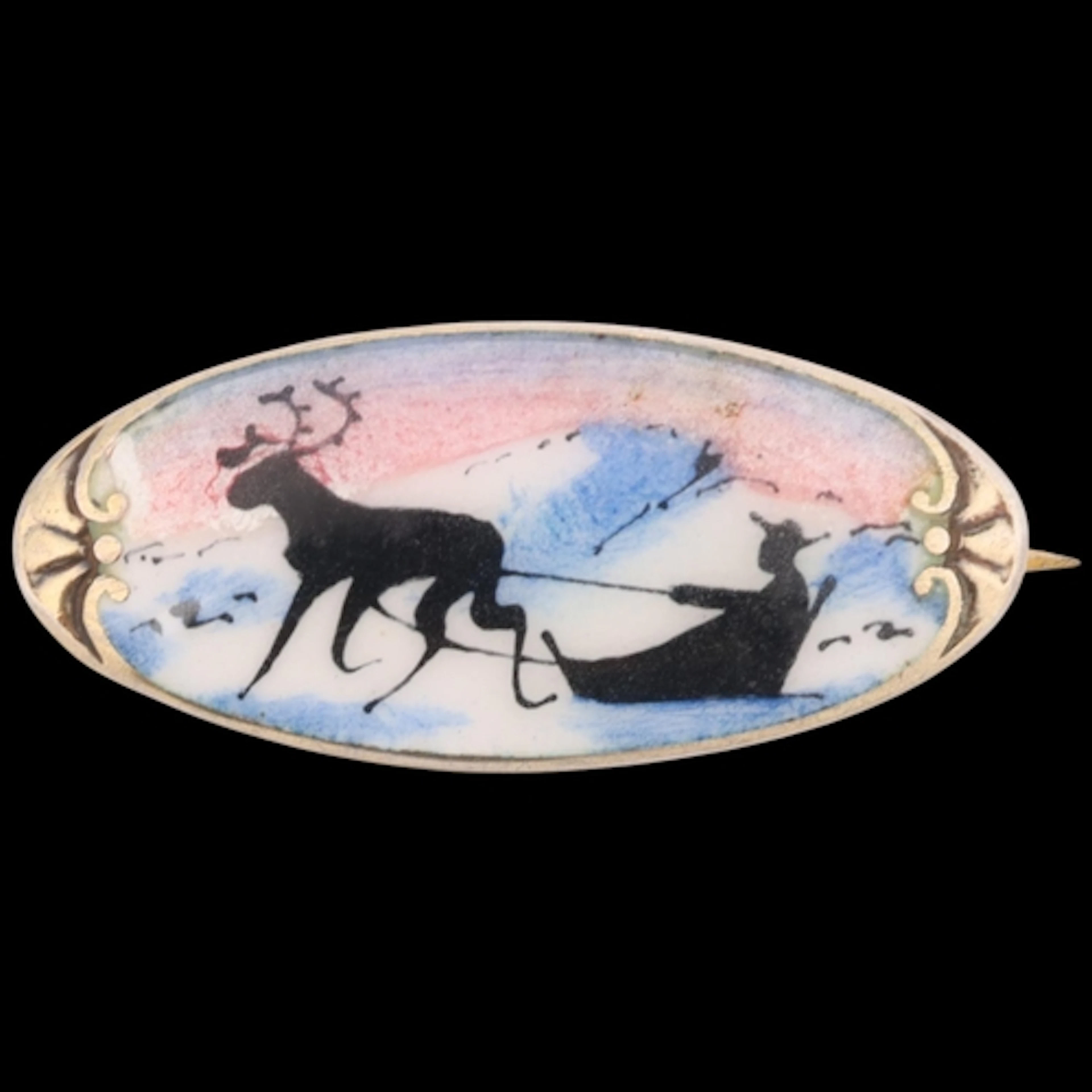 A Vintage Norwegian modernist sterling silver-gilt enamel 'W...