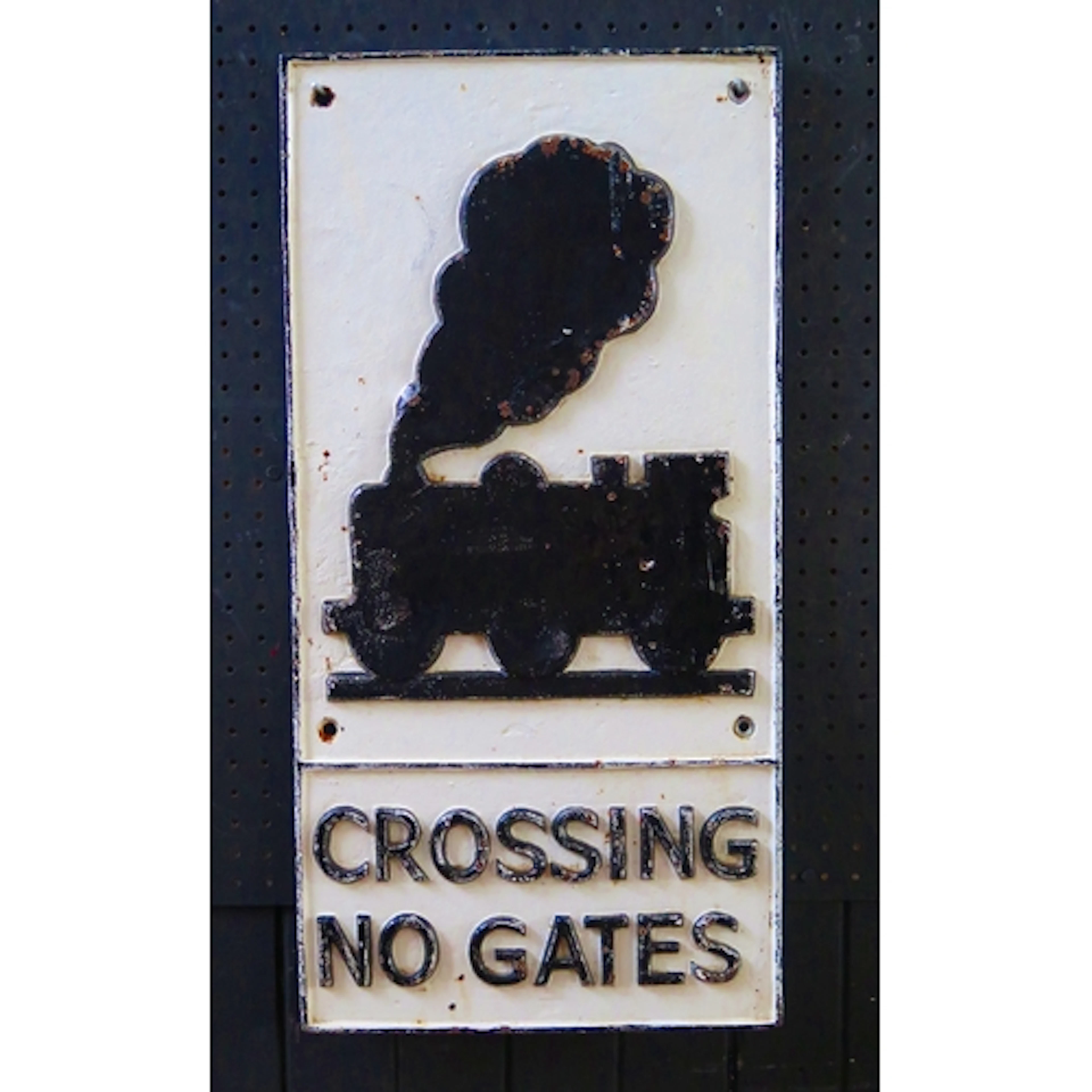 "Crossing No Gate" - a cast iron rectangular railway crossin...