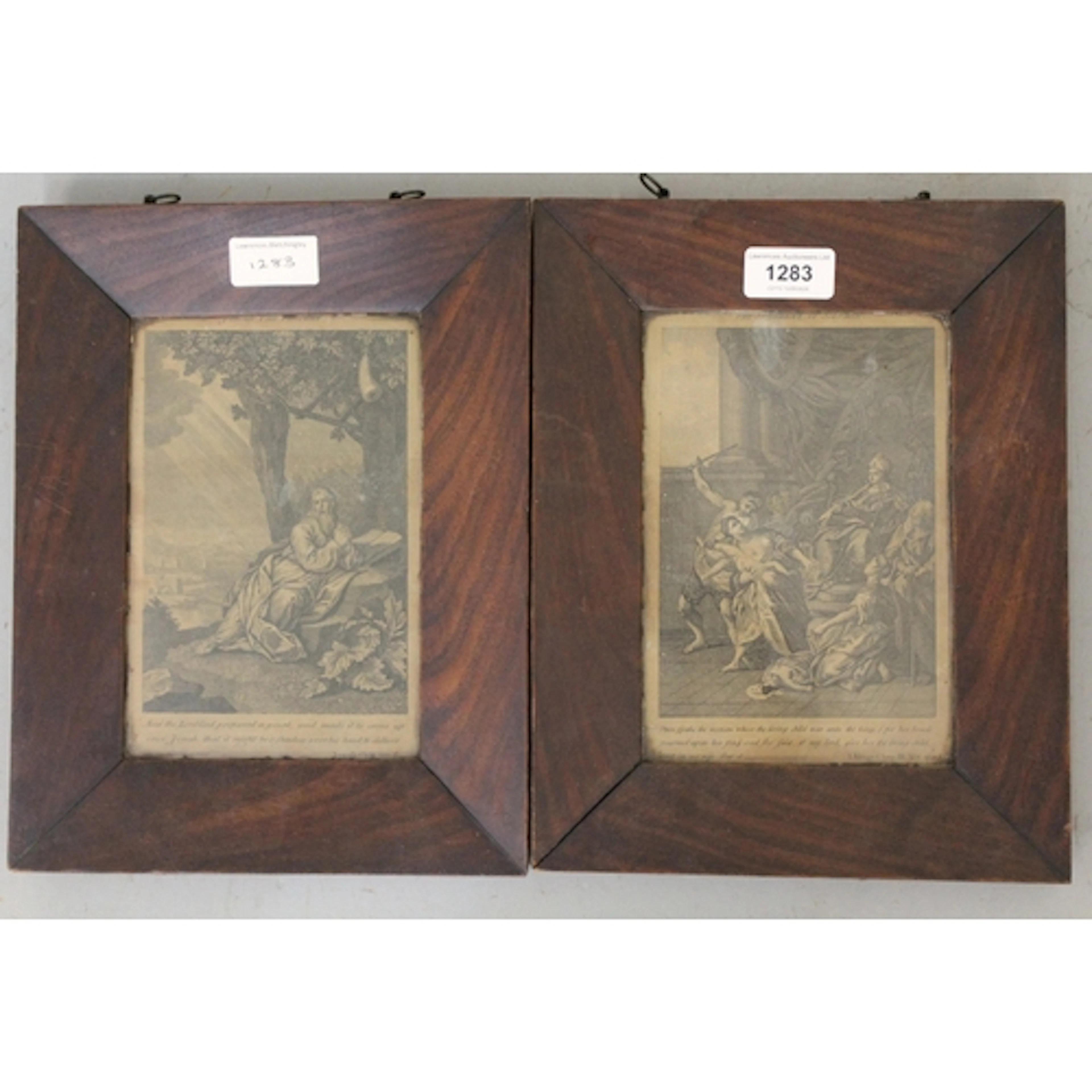 Two 19th Century rectangular mahogany frames, housing antiqu...