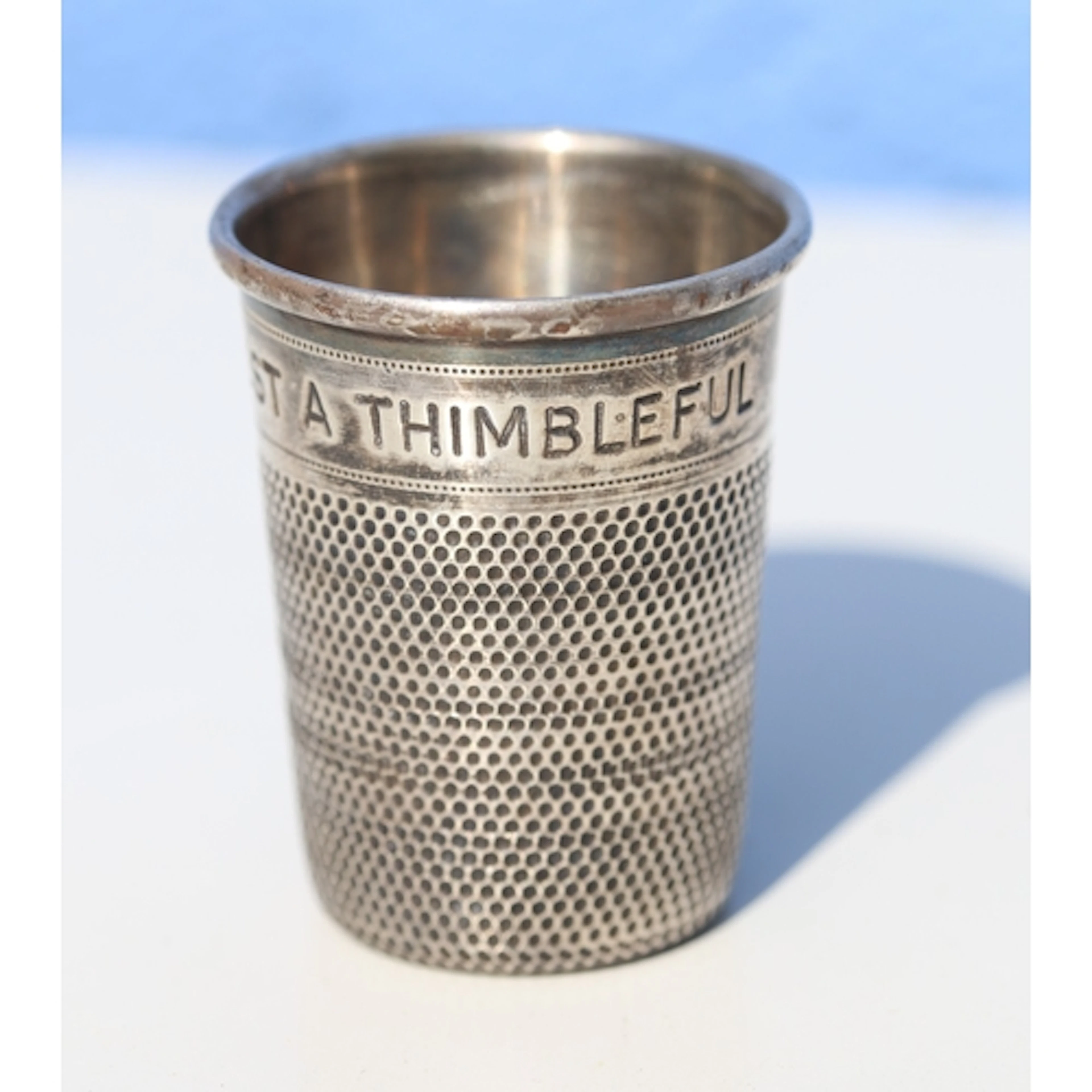 Sterling Silver Thimble Form Cup, 'Just a Thimbleful' 5.5cm ...