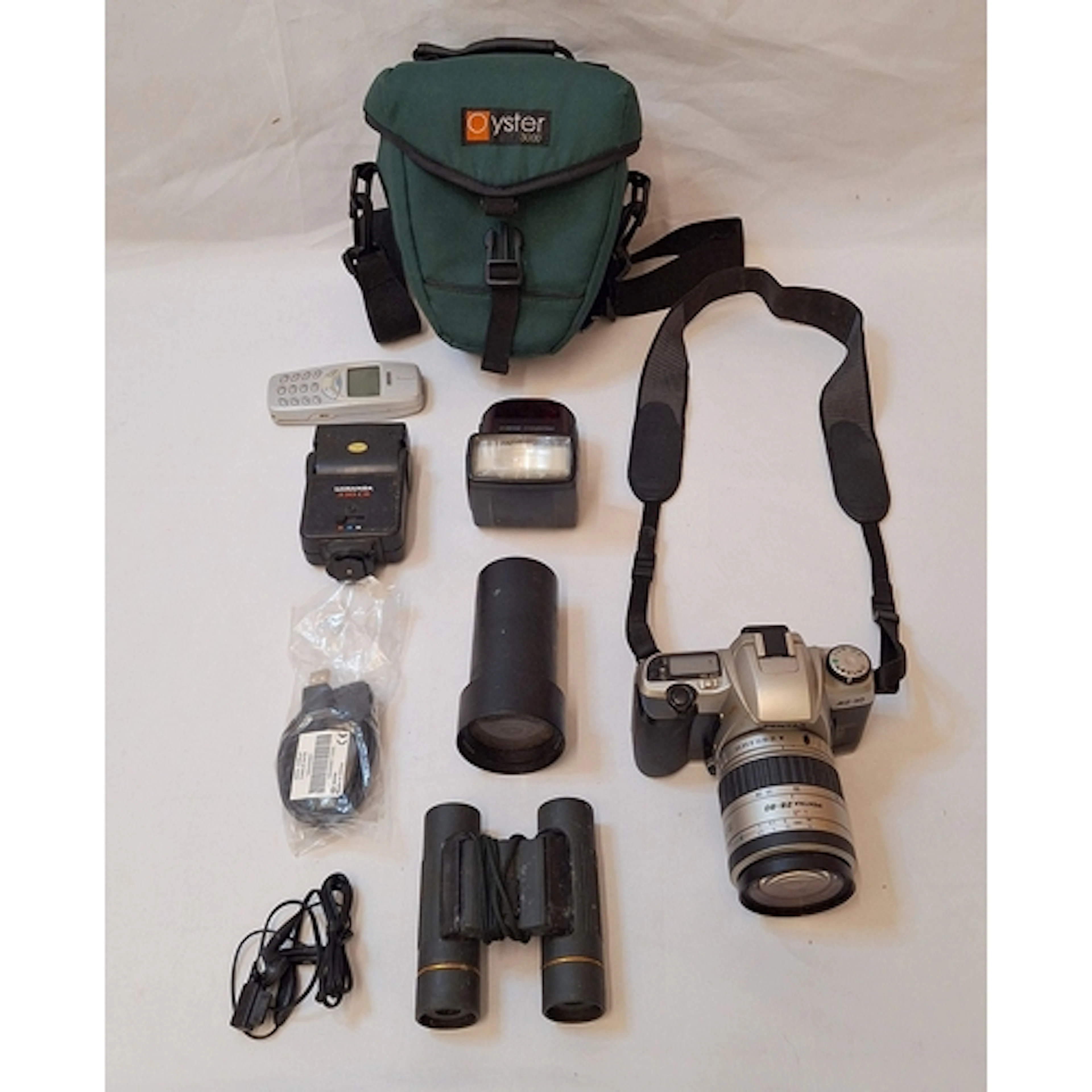 Pentax MZ30 35mm Camera with lens & case, pair binoculars, M...