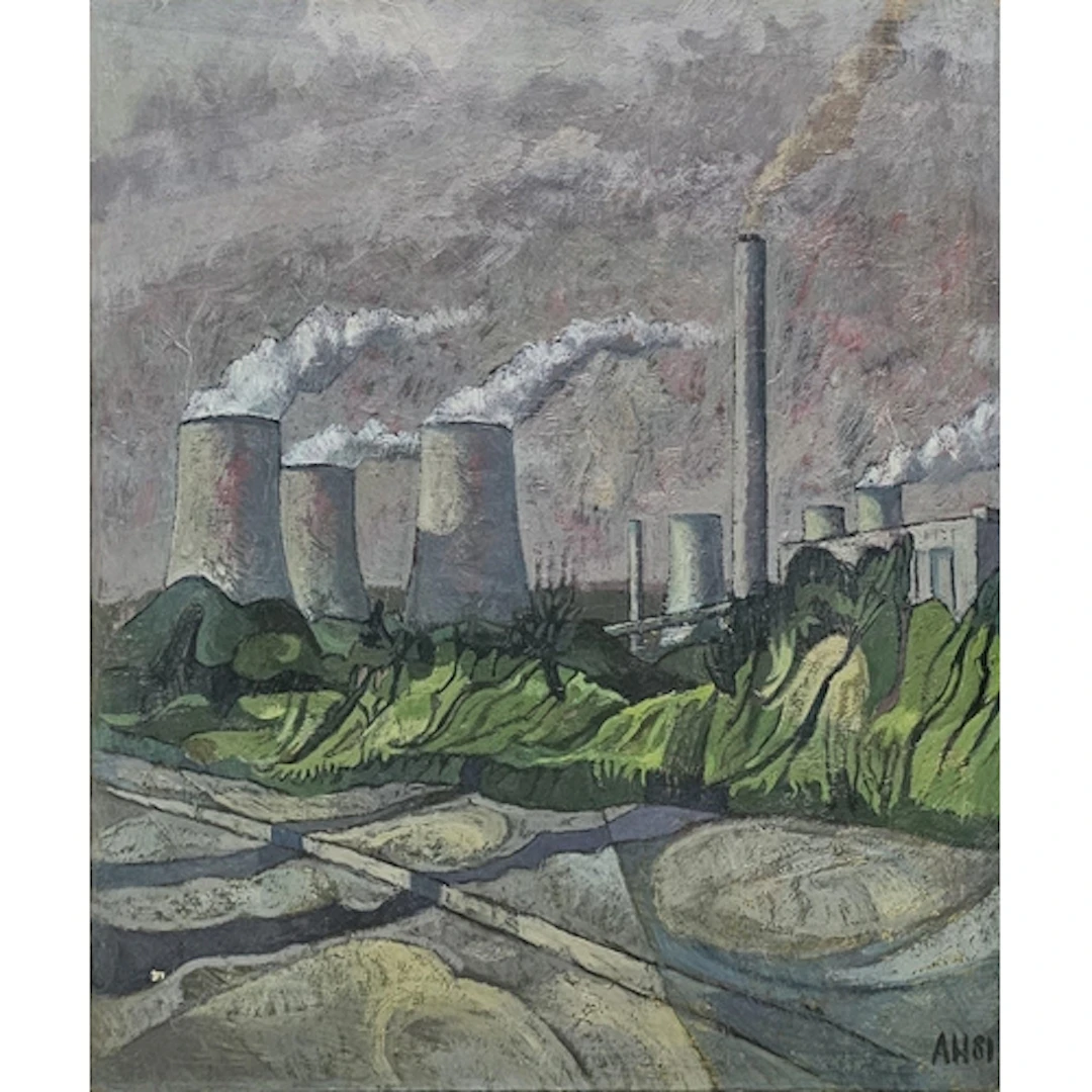 A 20TH CENTURY OIL ON BOARD, INDUSTRIAL LANDSCAPE Impressio...