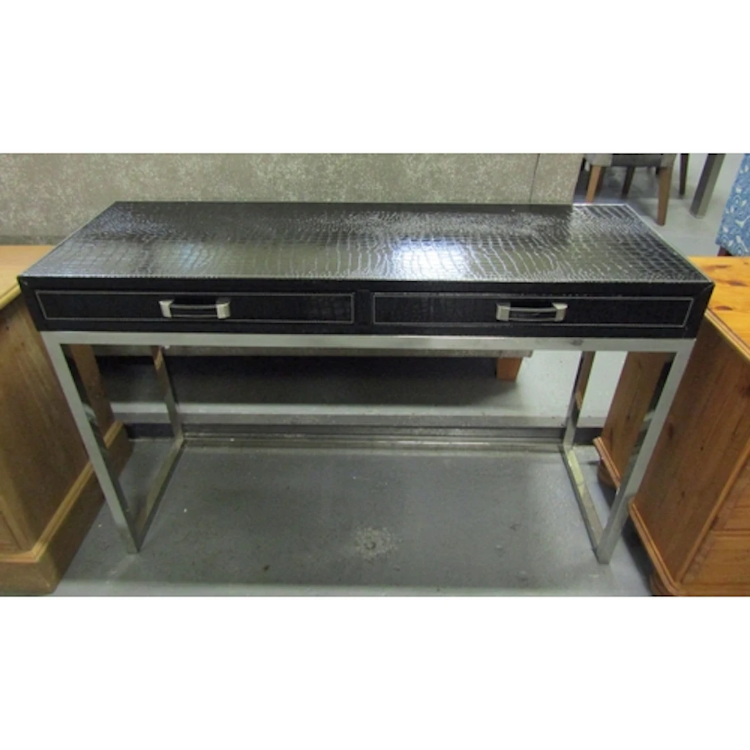 Contemporary Polished Metal Bedroom or Console Table Twin Dr...