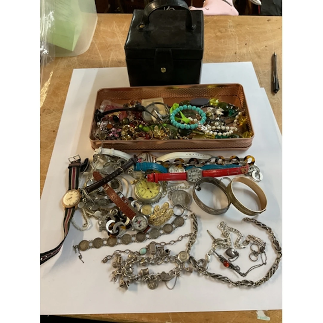 Qty dress jewellery and watches to inc silver charm bracelet...