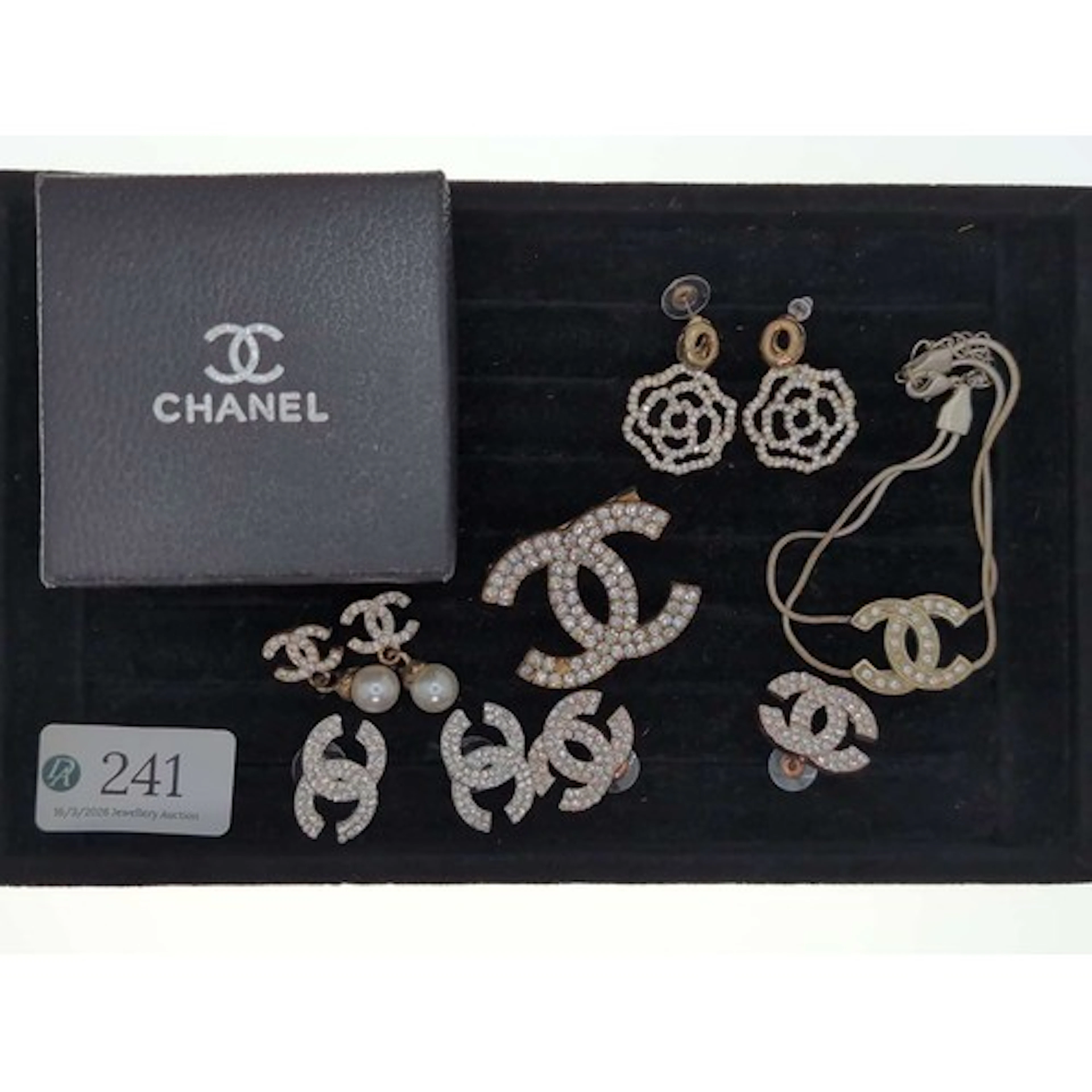 Chanel style costume jewellery, including four pairs of earr...