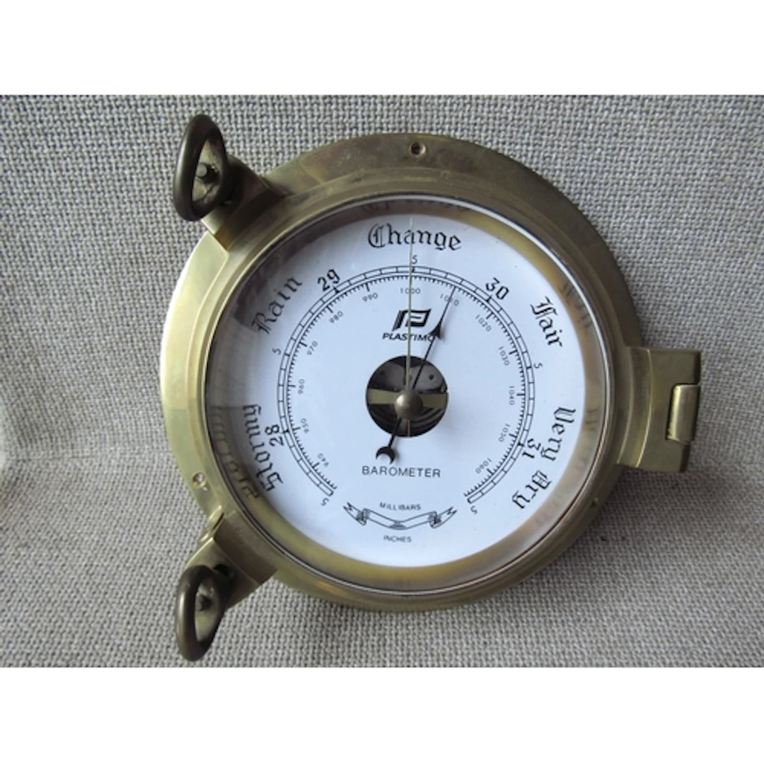 Cast Brass Porthole Barometer Approximately 9 Inches Diamete...