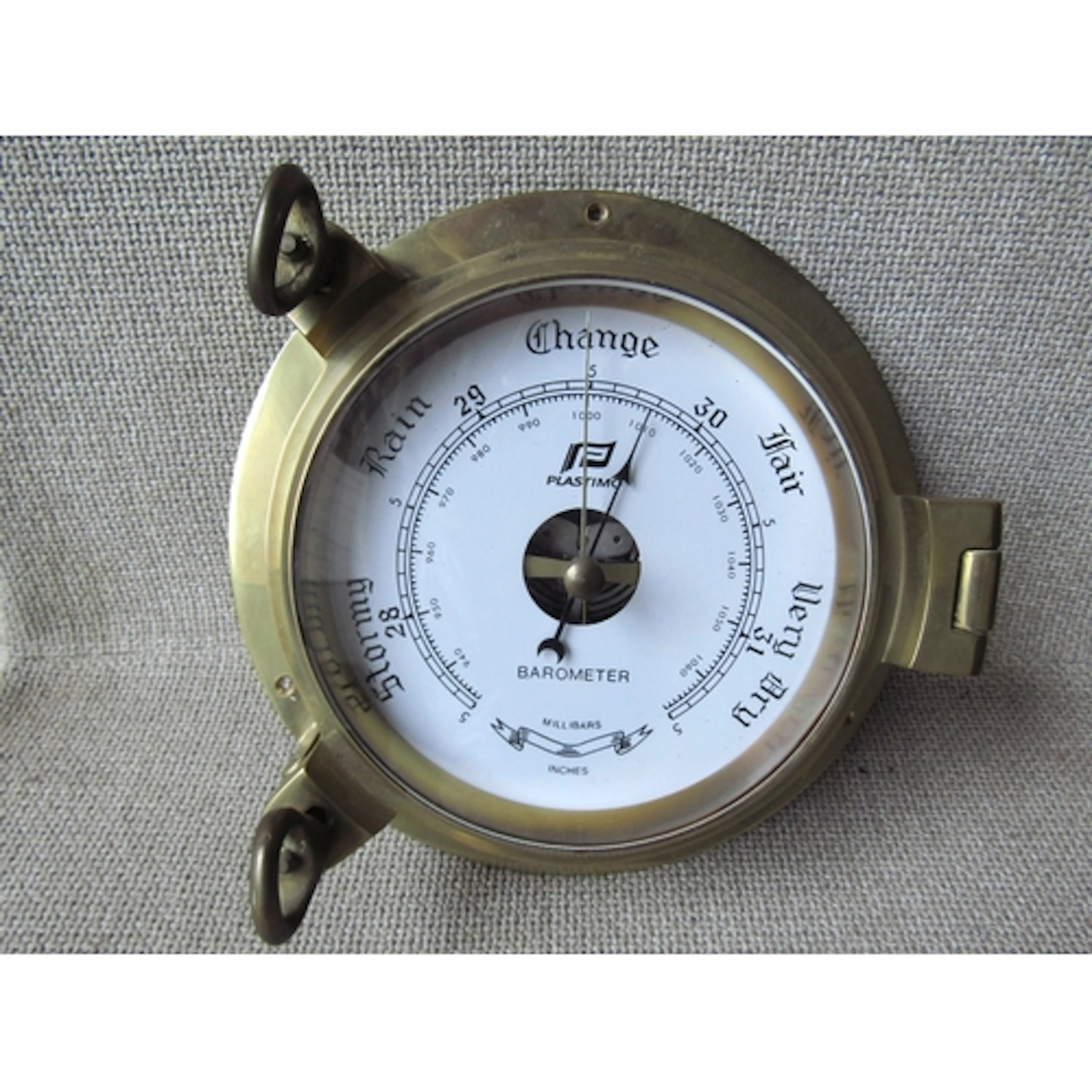 Cast Brass Porthole Barometer Approximately 9 Inches Diamete...