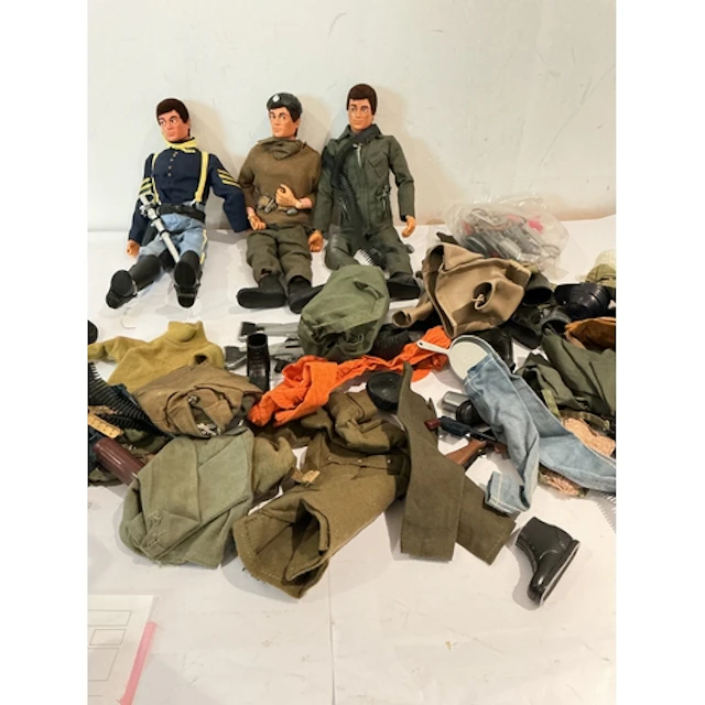 3 X Vintage Action Men And A Collection Of Accessories. No R...
