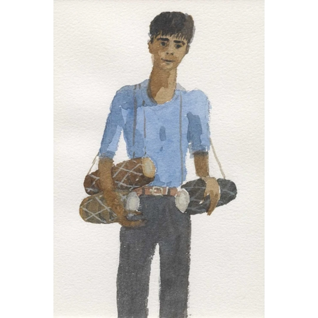 § John MILLER (1931-2002) Drum Seller Goa Gouache, stamp sig...