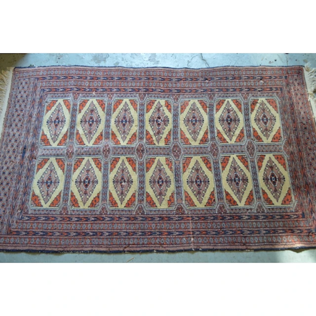 Pakistan Turkoman design rug having two rows of seven gols w...