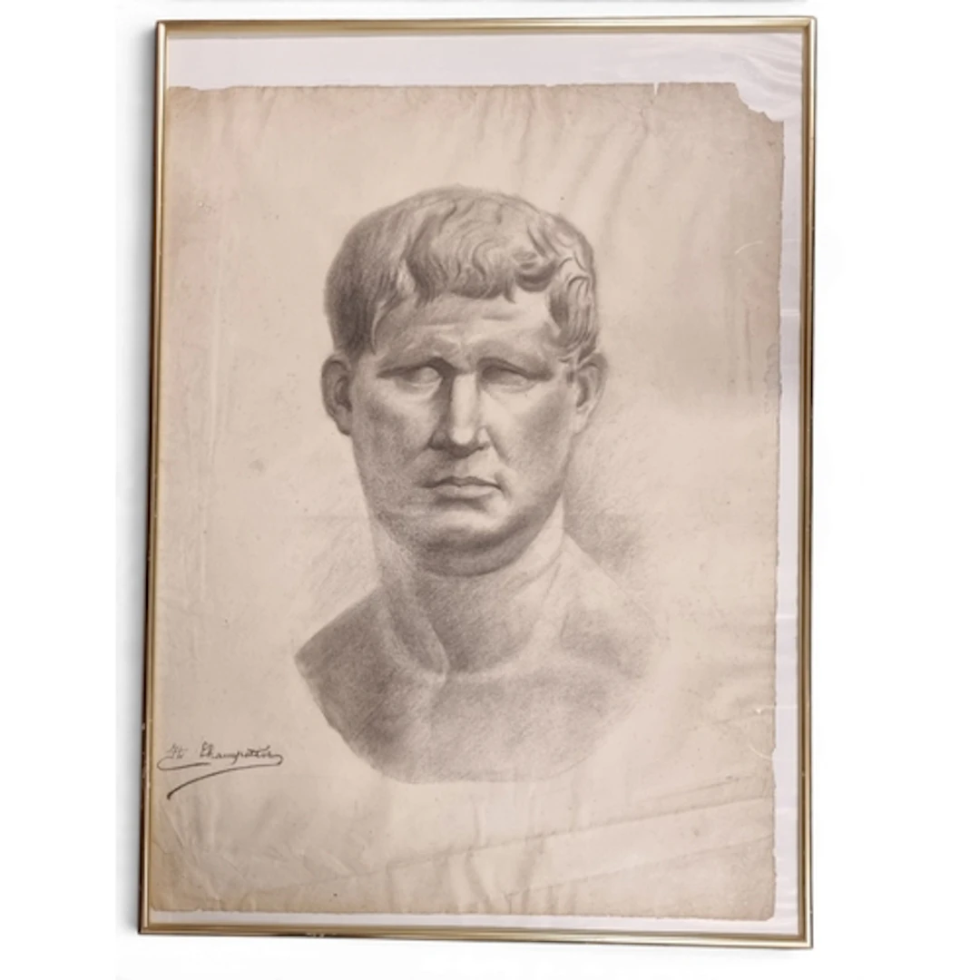 A good pencil Sketch of a Man's Head and Shoulders indistin...