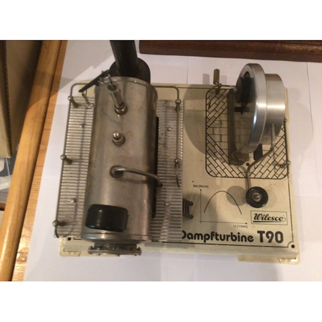 A mounted Dampfturbine T90 by Wilesco . Untested no reserve.