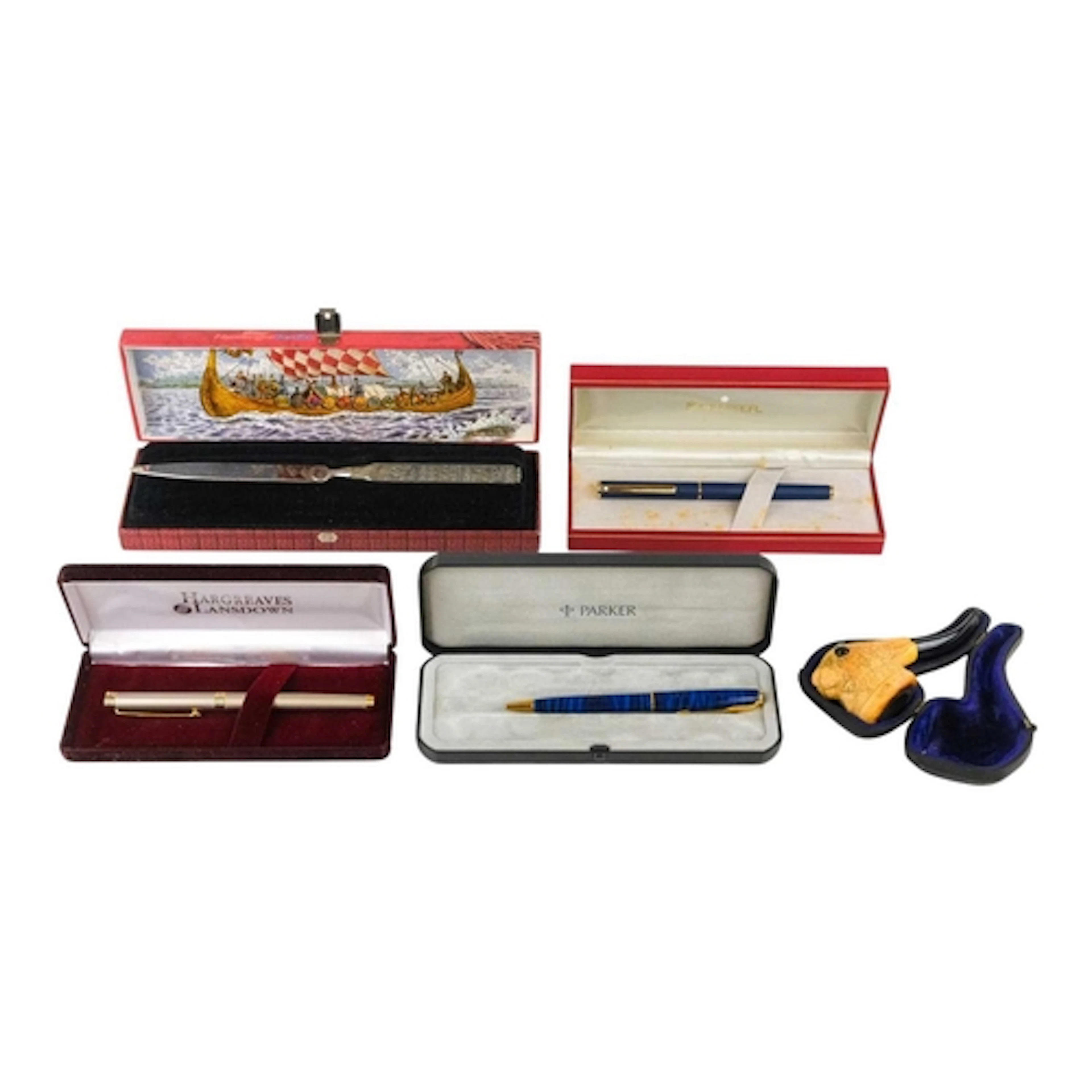 A Meerschaum pipe, the bowl carved as a hare's head. Length ...