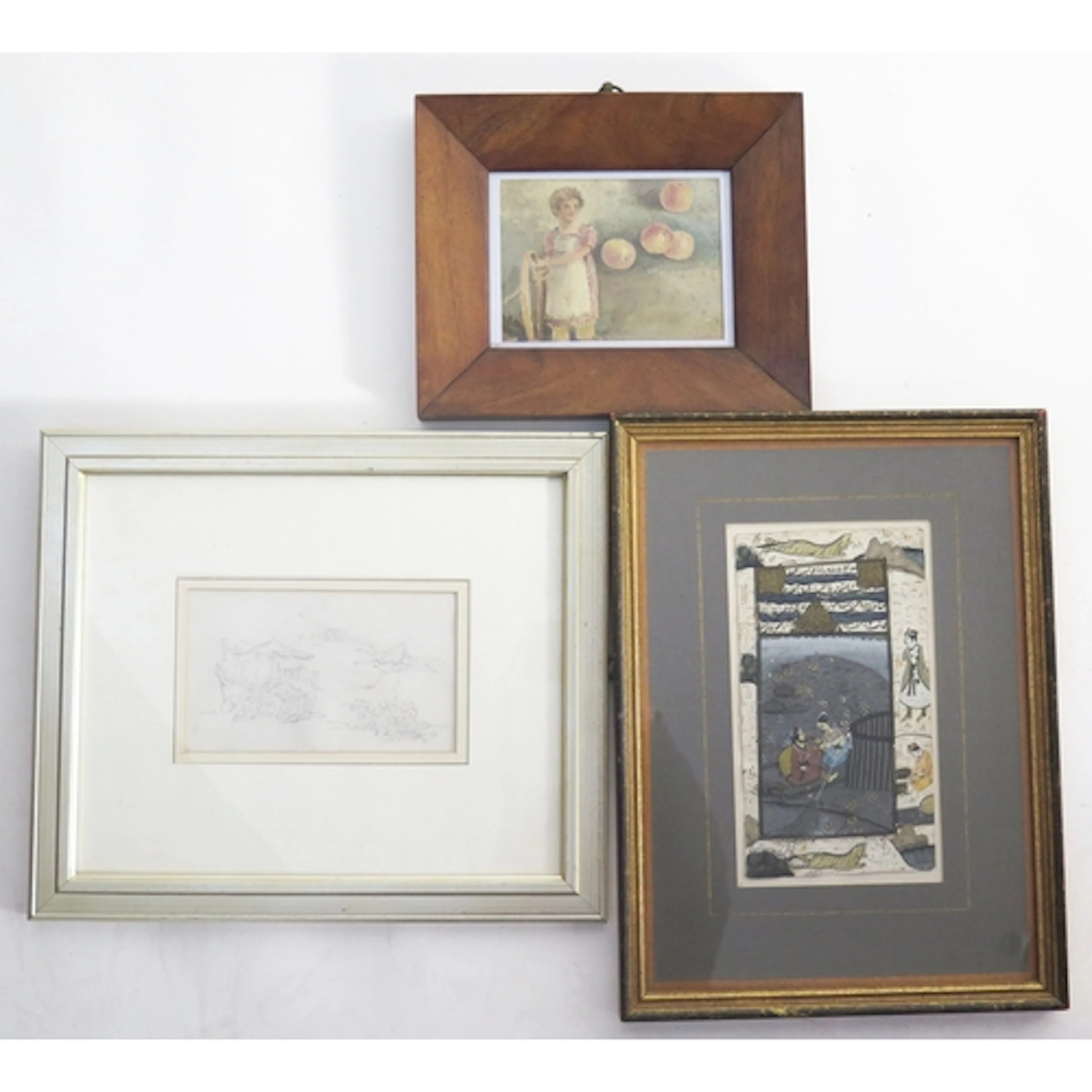 Pencil sketch possibly by George Chinnery, a watercolour pos...