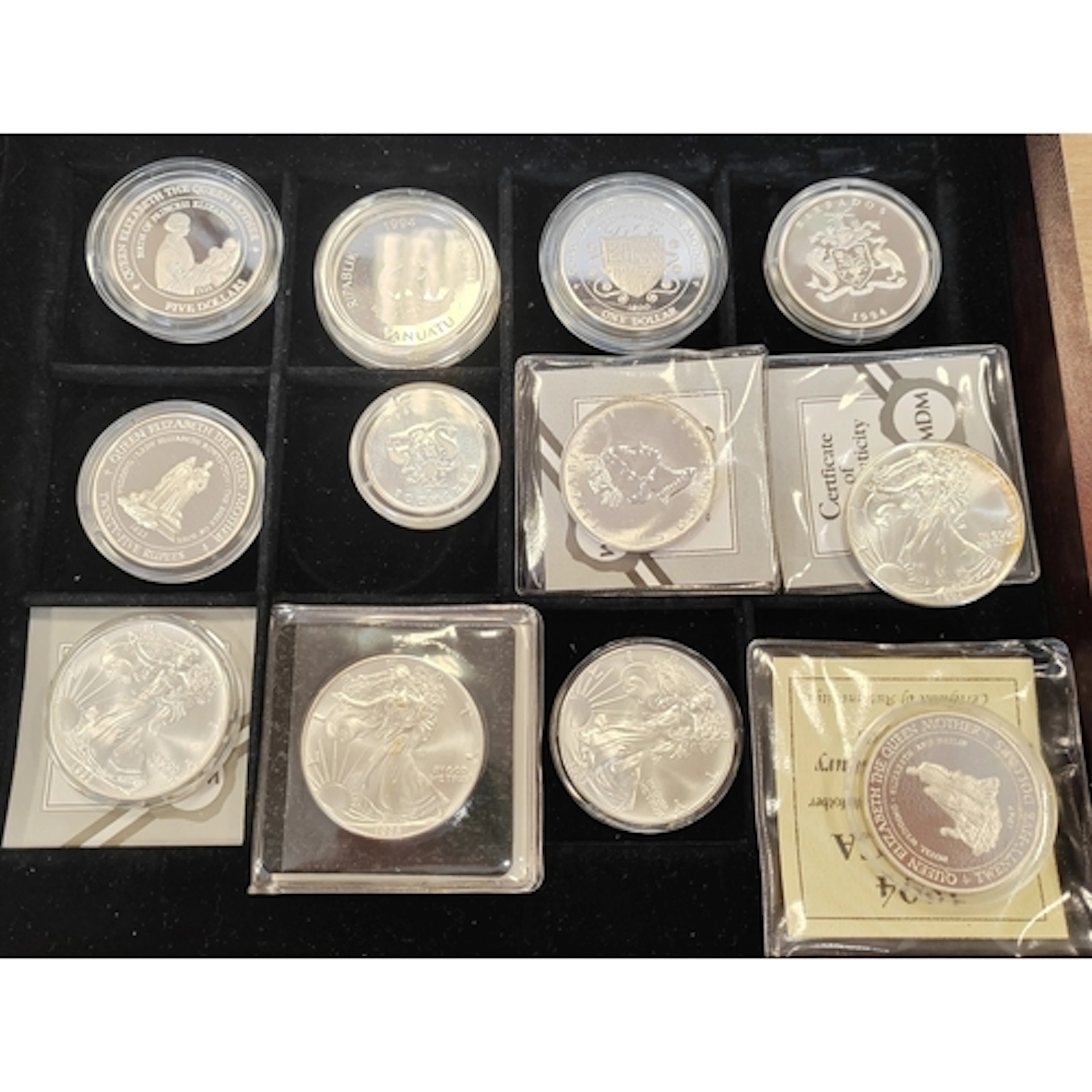 Collection of silver/silver proof coins with Barbados 1994 $...