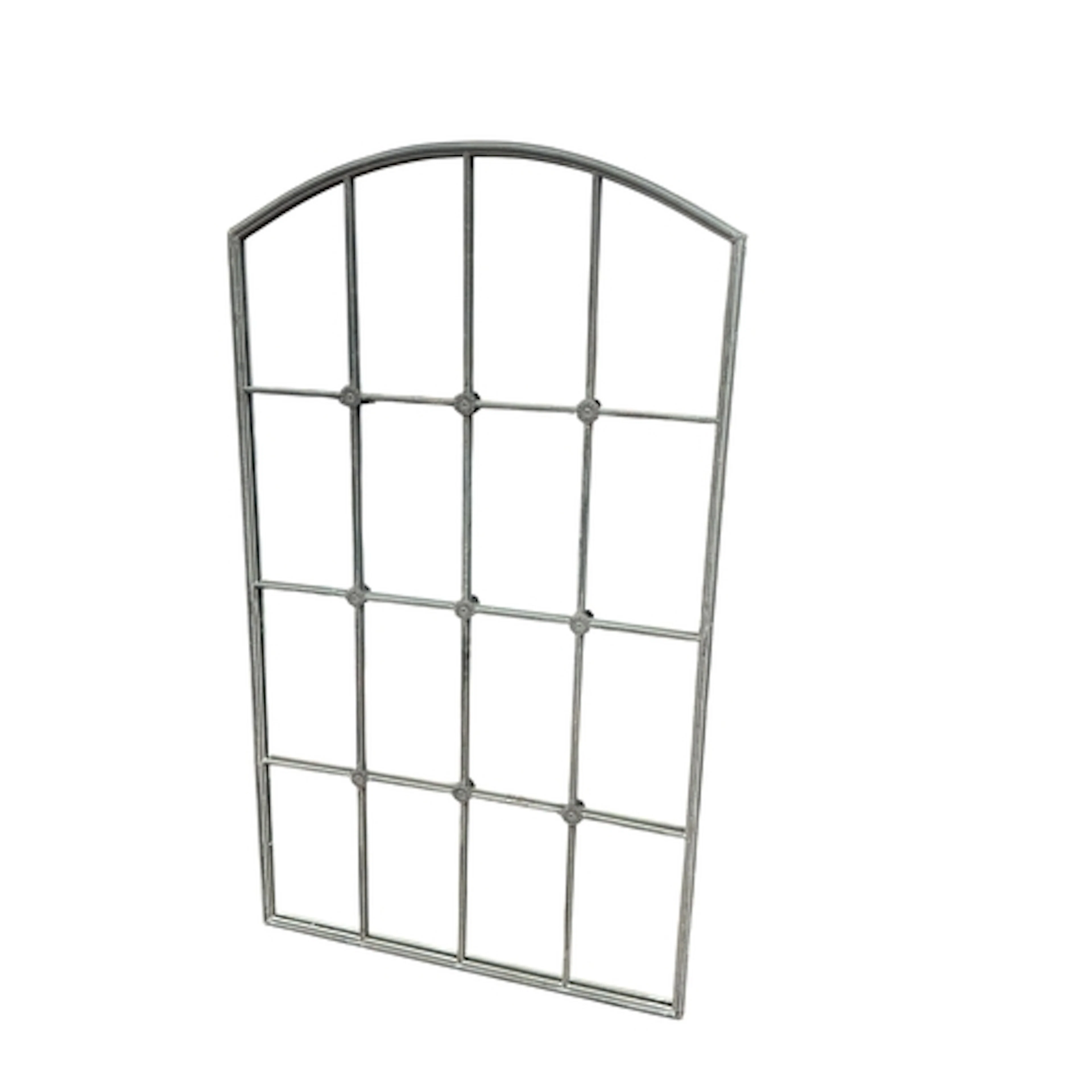 A pair of industrial style arched 'window' garden mirrors, w...
