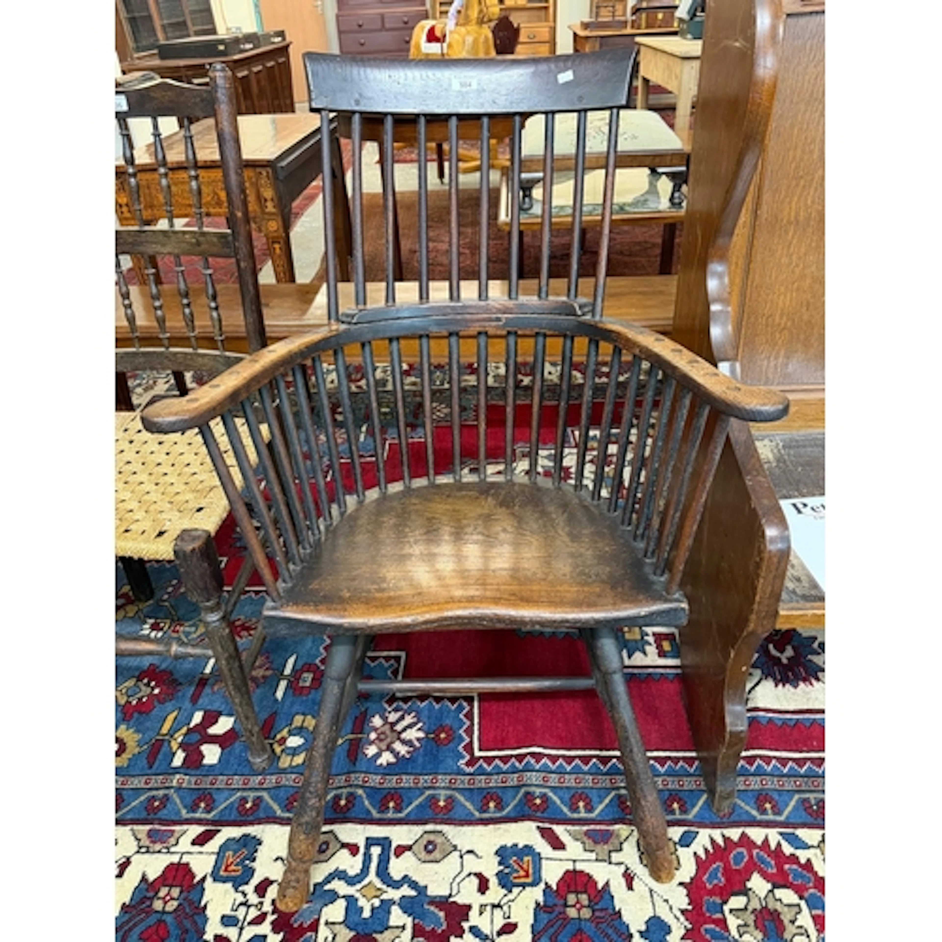 Late 18th early 19th century Welsh primitive elm comb back W...