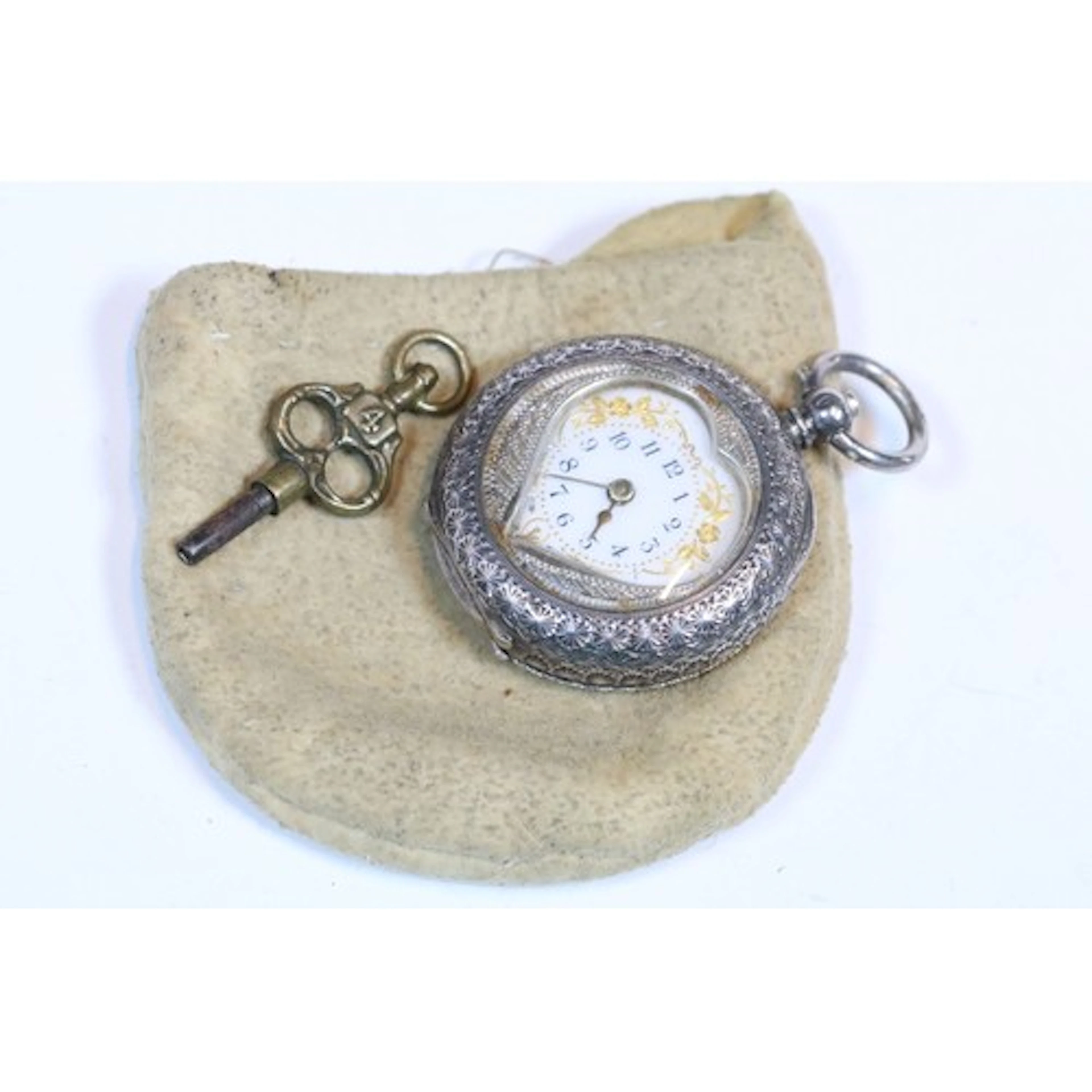 Early 20th century hallmarked Swiss silver open face heart-s...