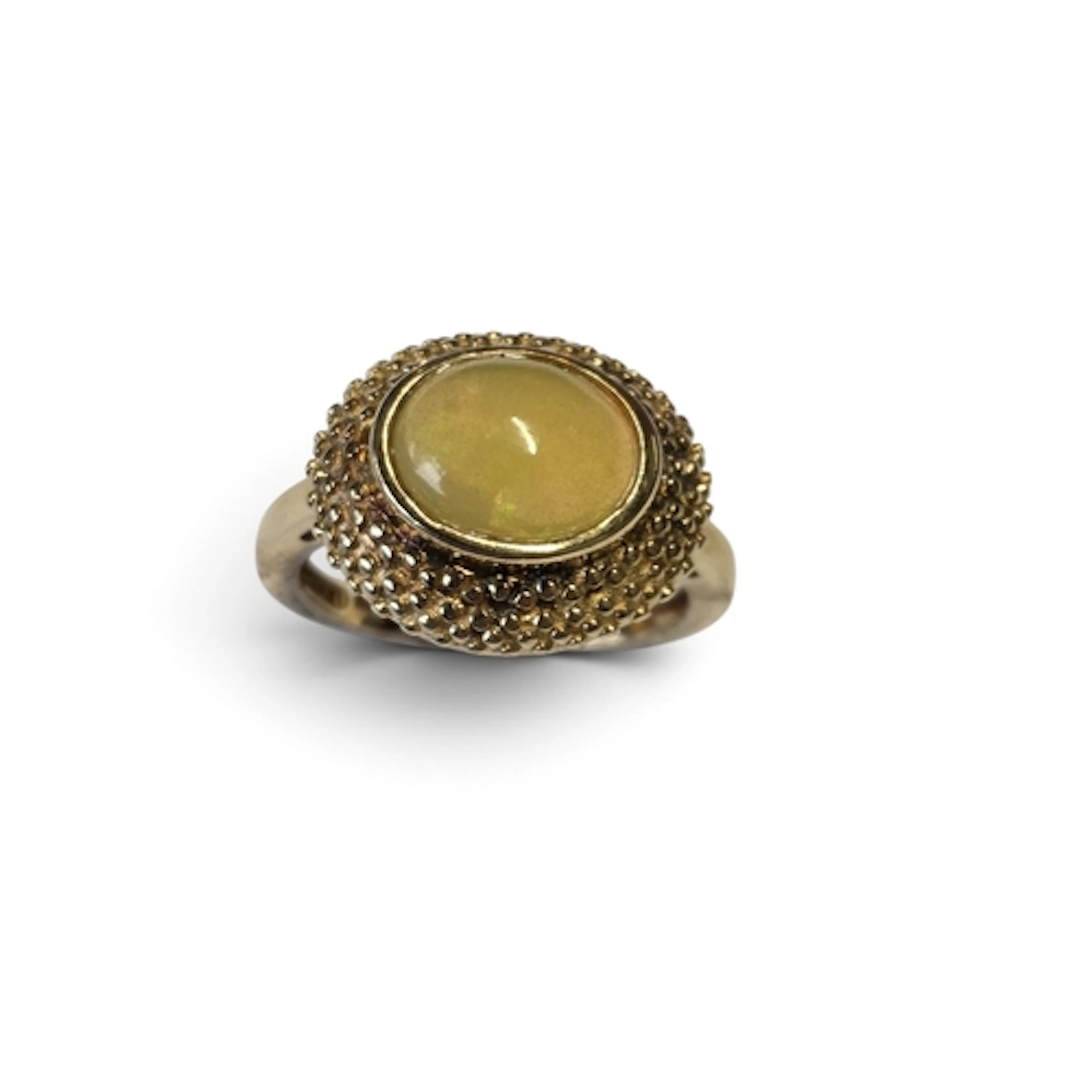 A beautiful Silver Gilt and Opal Ring, size O.