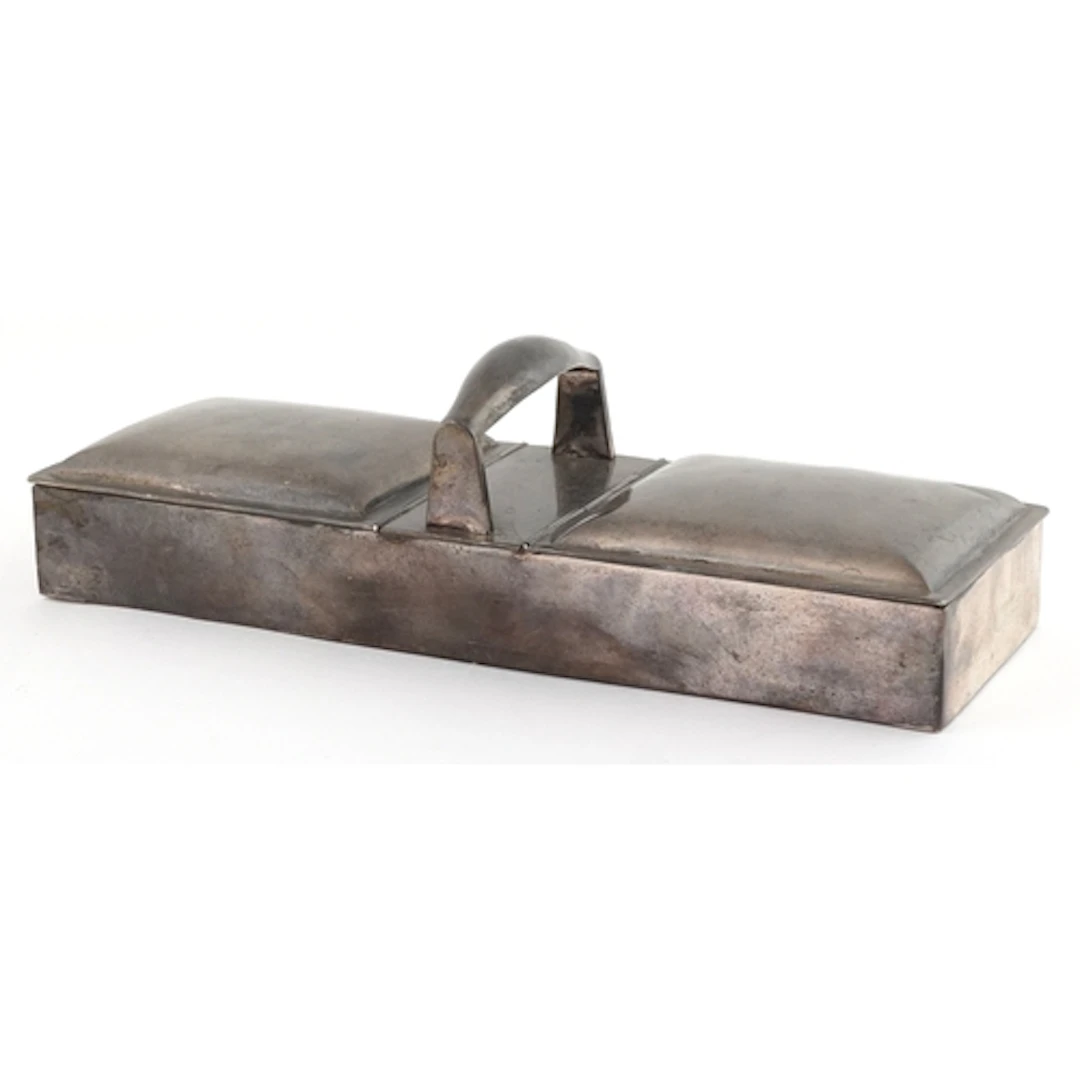 Early 20th century silver double cigar box having hinged lid...