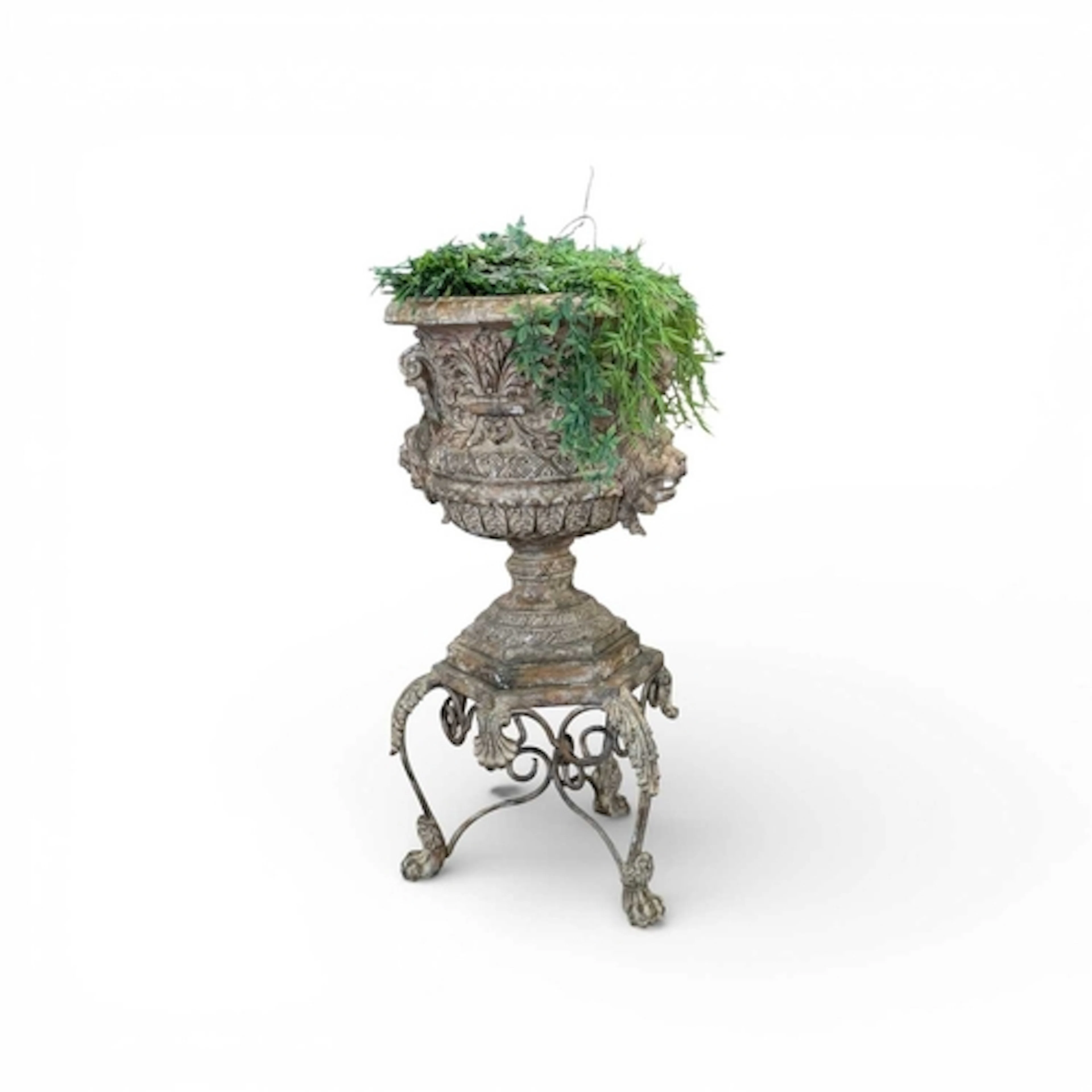 Large vintage 20th century resin and metal outdoor garden ur...