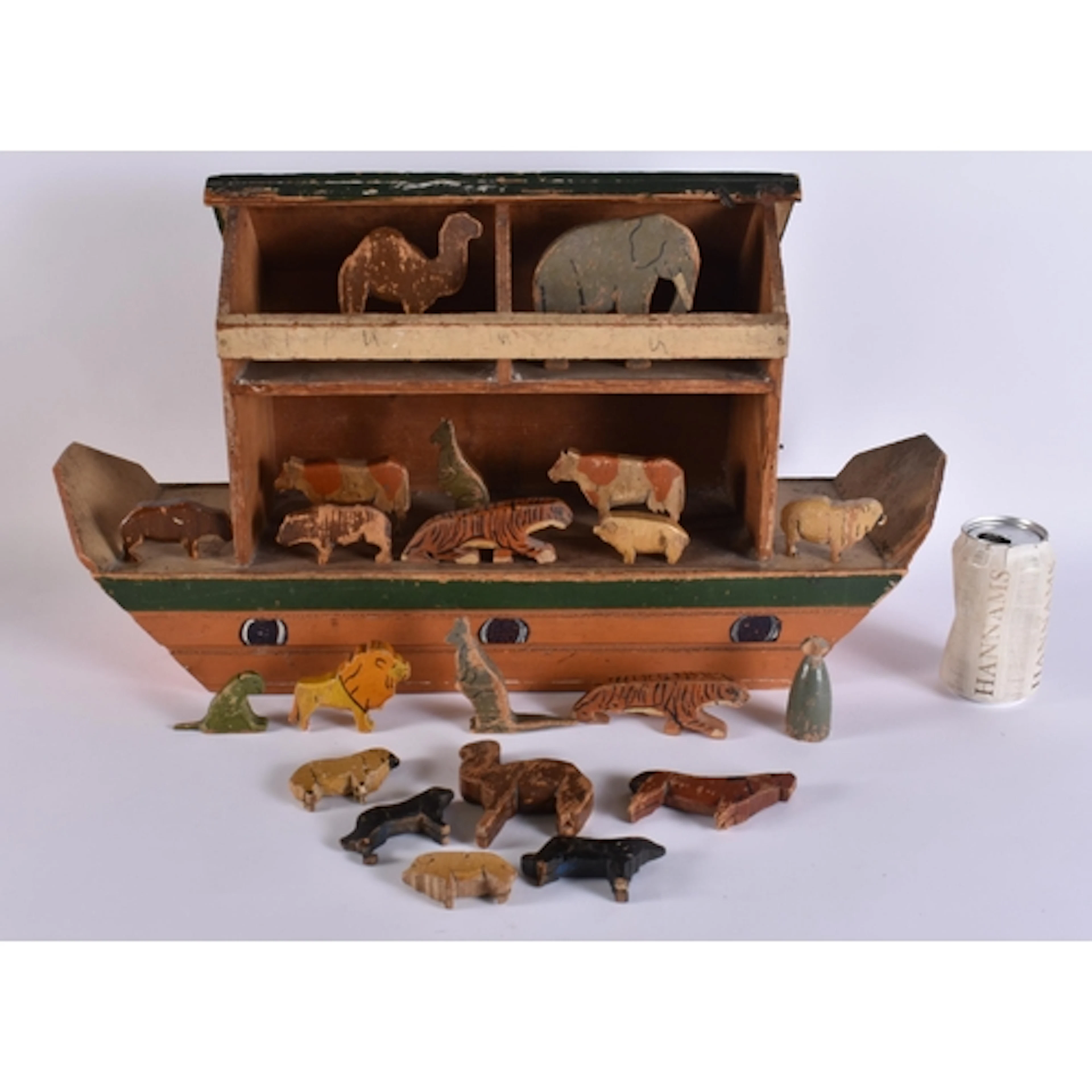 A LORD ROBERTS WORKSHOP CARVED AND PAINTED WOOD NOAH'S ARK w...