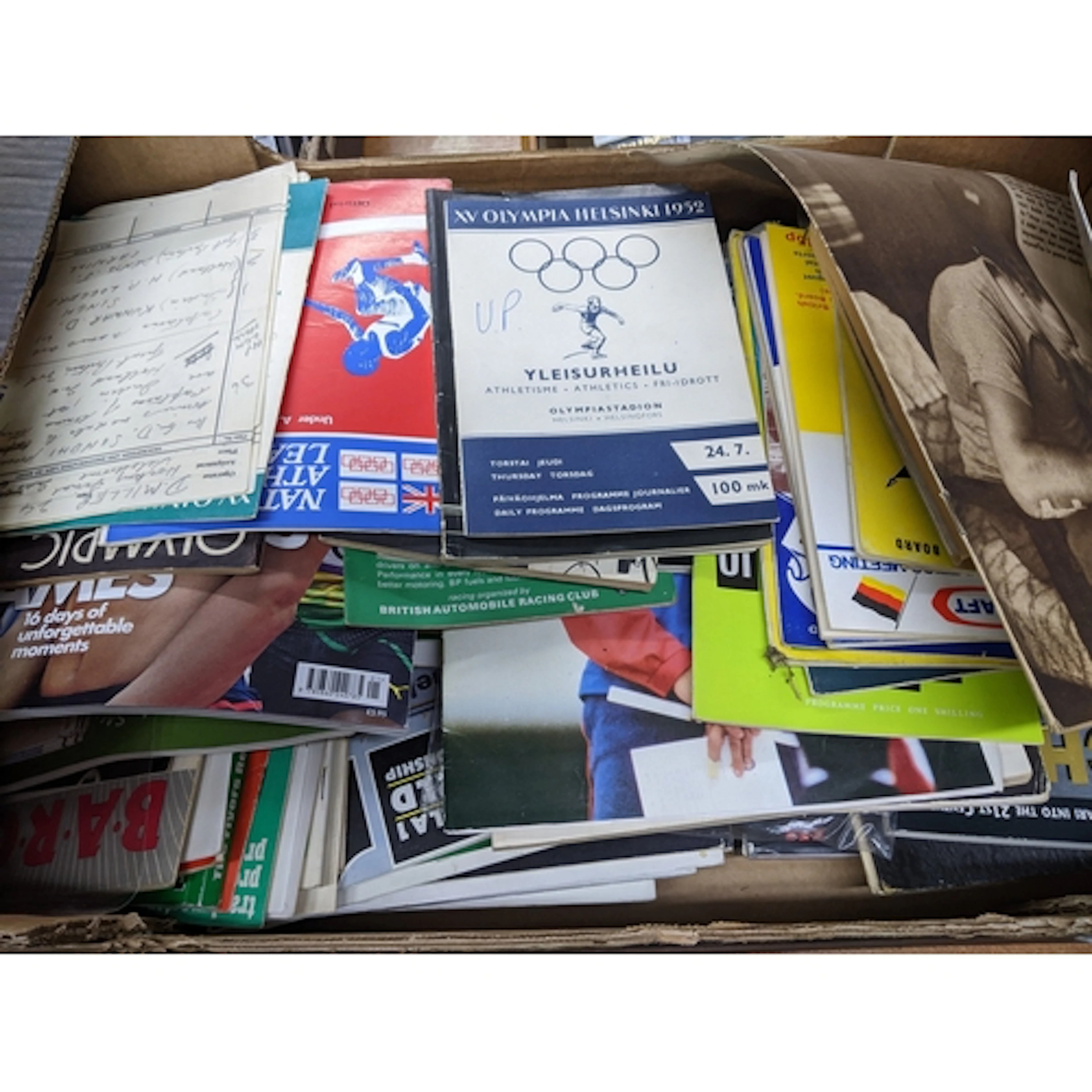 1 box of mixed sports memorabilia from the 1940s onwards to ...