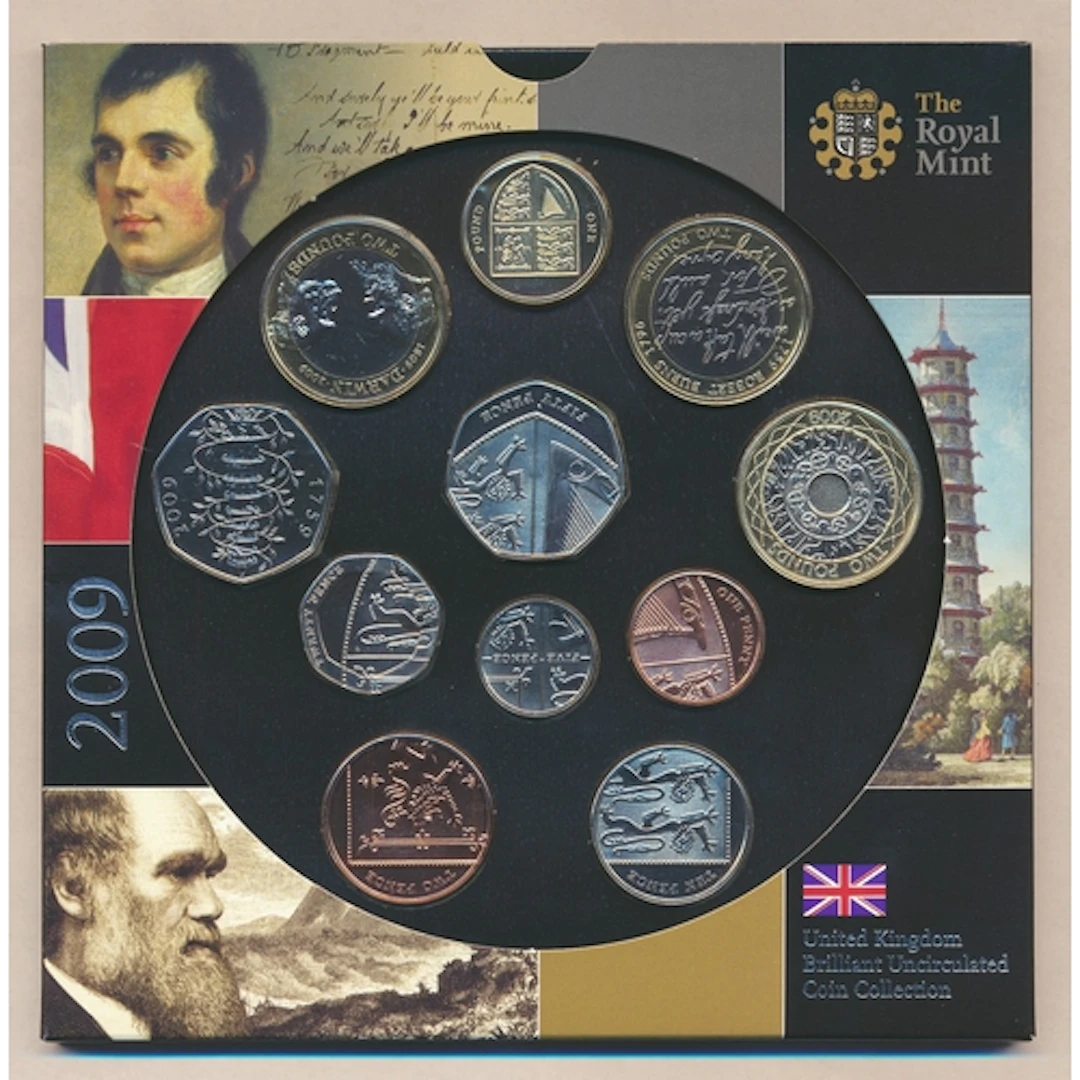 2009 £2-1p Royal Mint uncirculated set of 11, including 50p ...