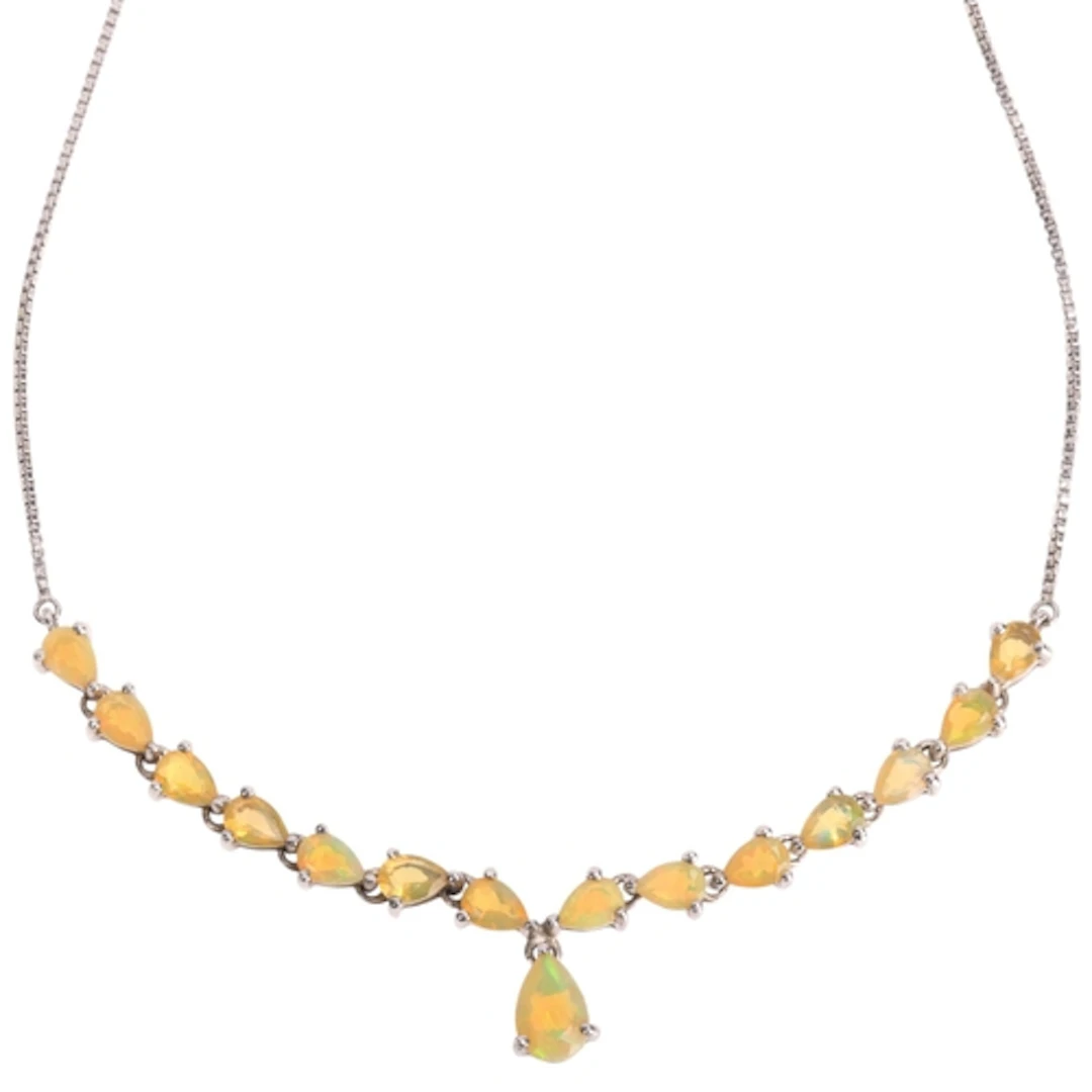 A sterling silver Ethiopian opal necklace, Gemporia, set wit...
