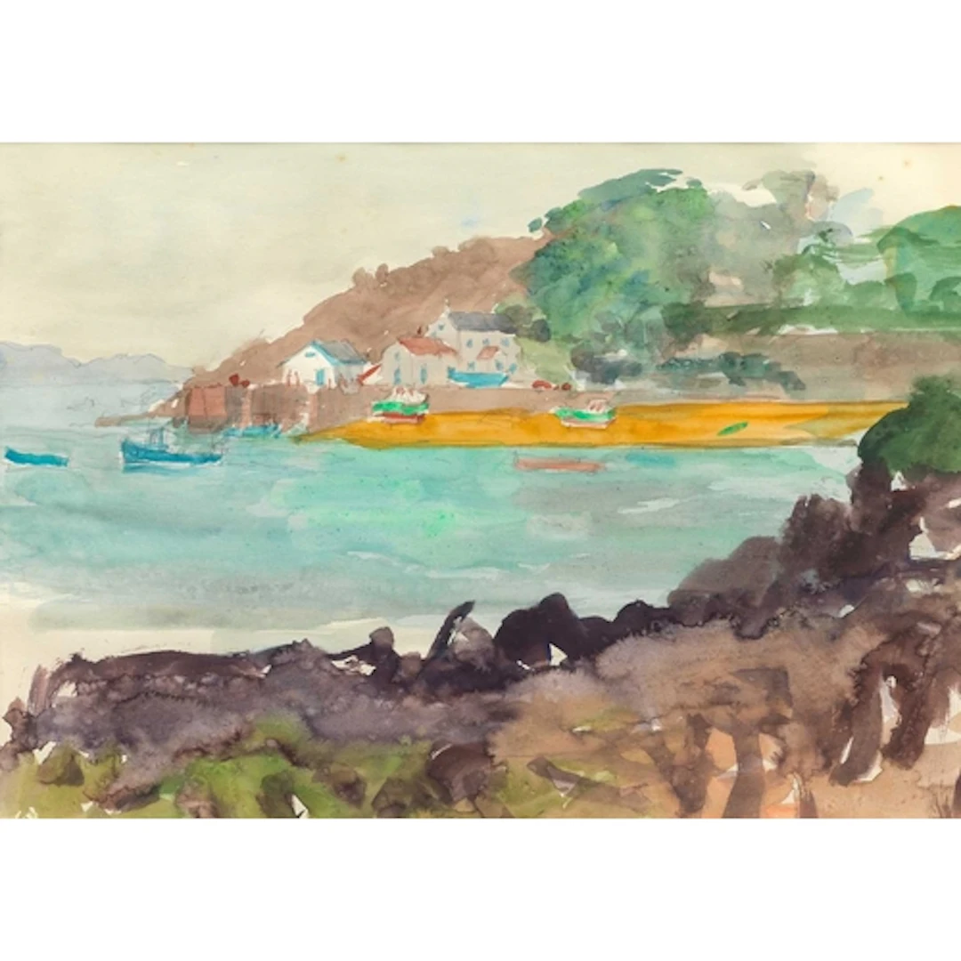 § John MILLER (1931-2002) New Grimsby Quay, Tresco Gouache,...